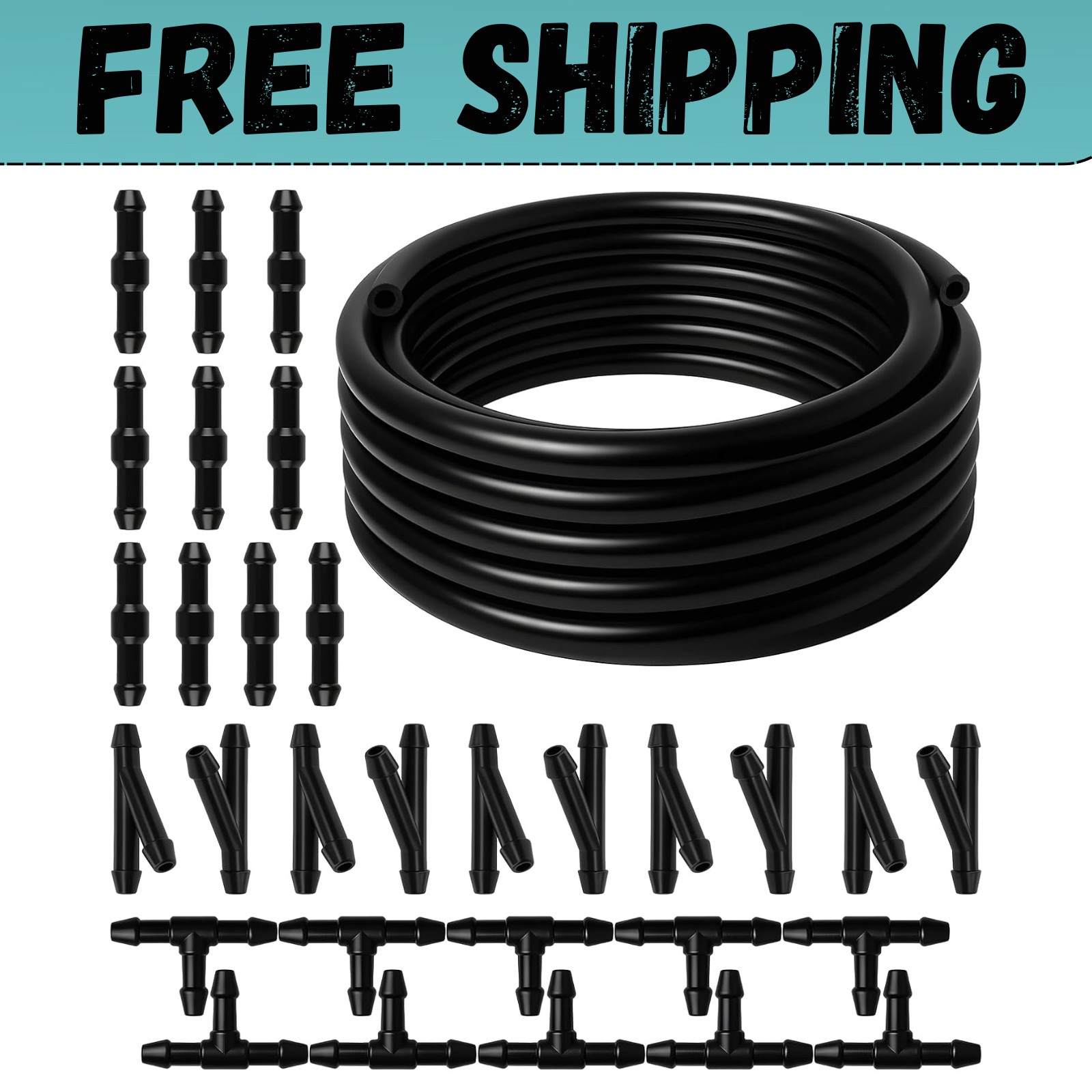 Windshield Washer Hose Kit, 4M Flexible Durable Rubber Washer Fluid Tubing & 30