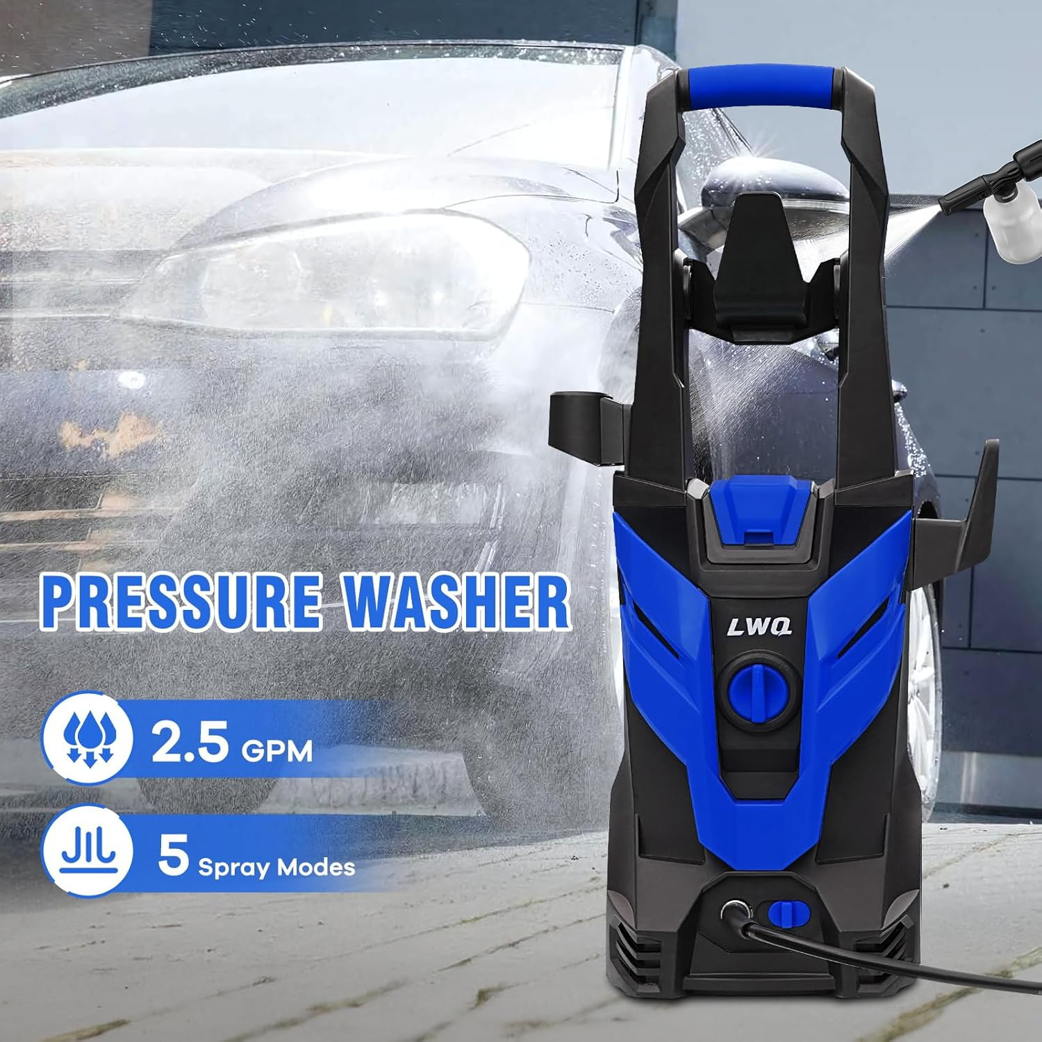 Pressure Washer, Power Washer with 4 Quick Connect Nozzles 1 Foam Cannon, High P