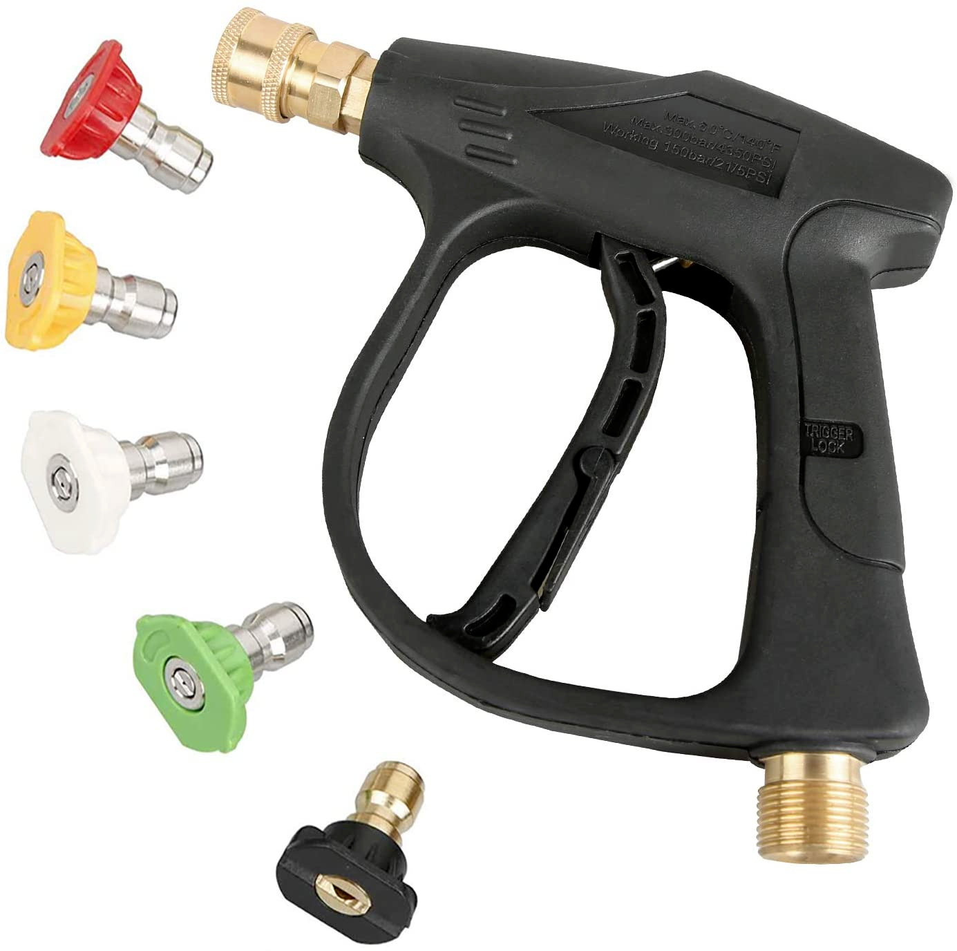 Sooprinse High Pressure Washer Gun,3000 PSI Max with 5 Color Quick Connect Nozzl