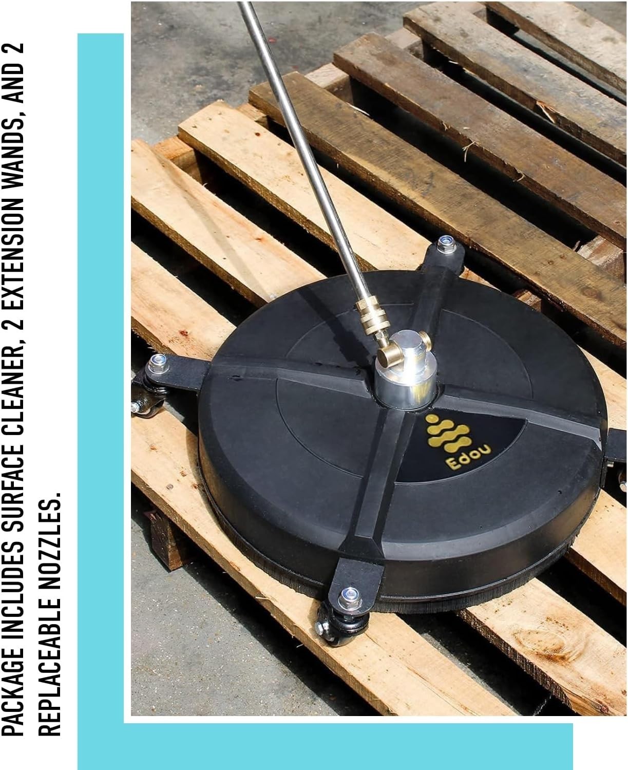 EDOU 15-Inch Pressure Washer Surface Cleaner with Wheels – 4,000 PSI Power Washe