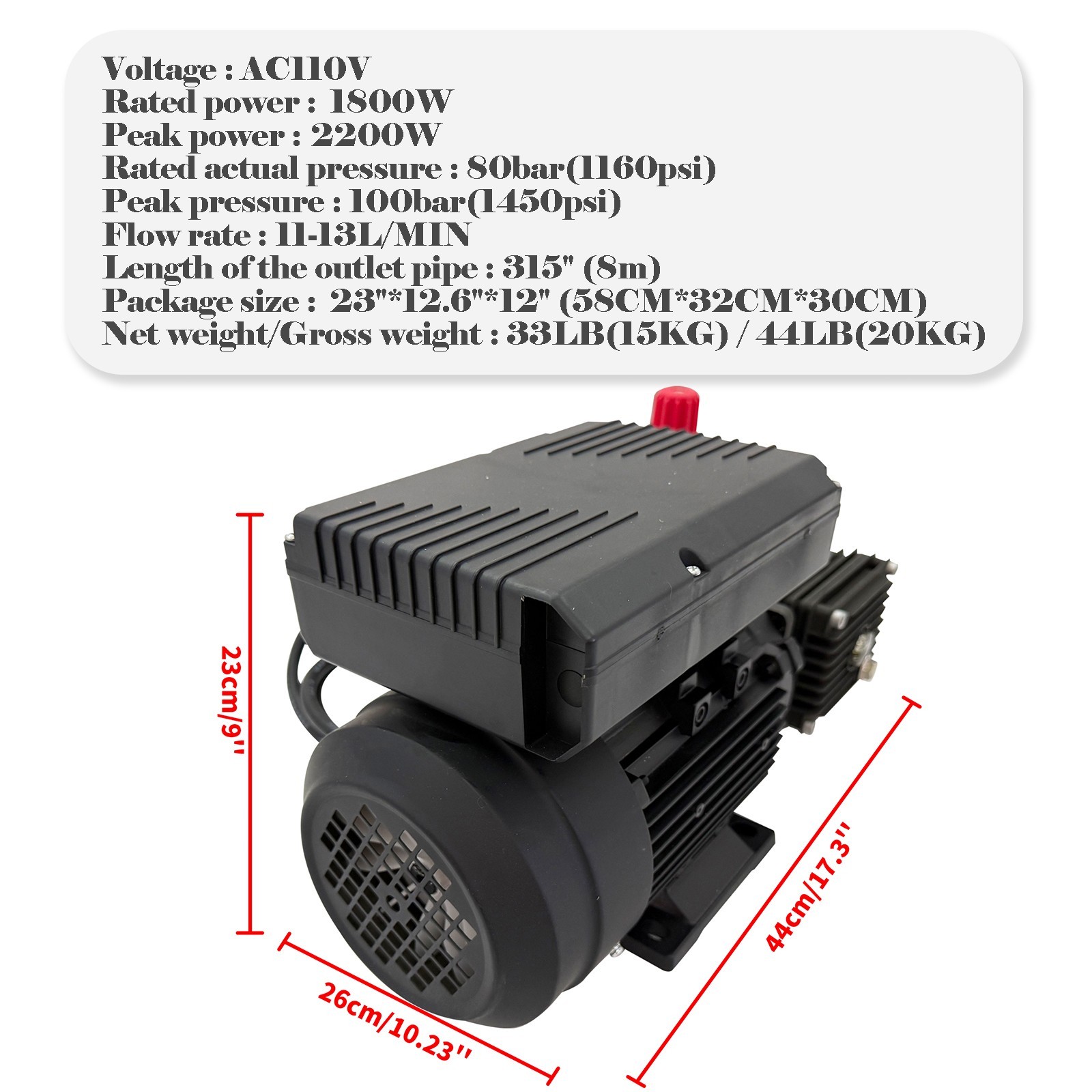 110V Portable High-Pressure Car Wash Machine Fully Auto Cleaning Pump 11-13L/Min