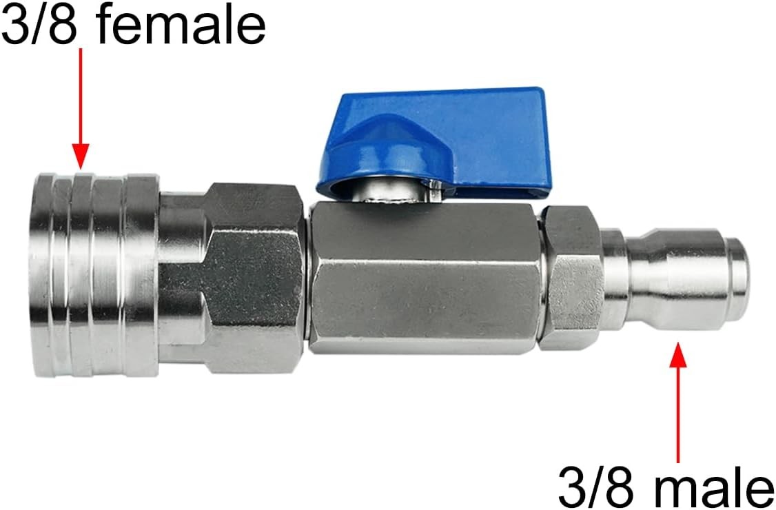 High Pressure Washer Ball Valve Kit 3/8 NPT Quick Connector 4500 PSI for Power