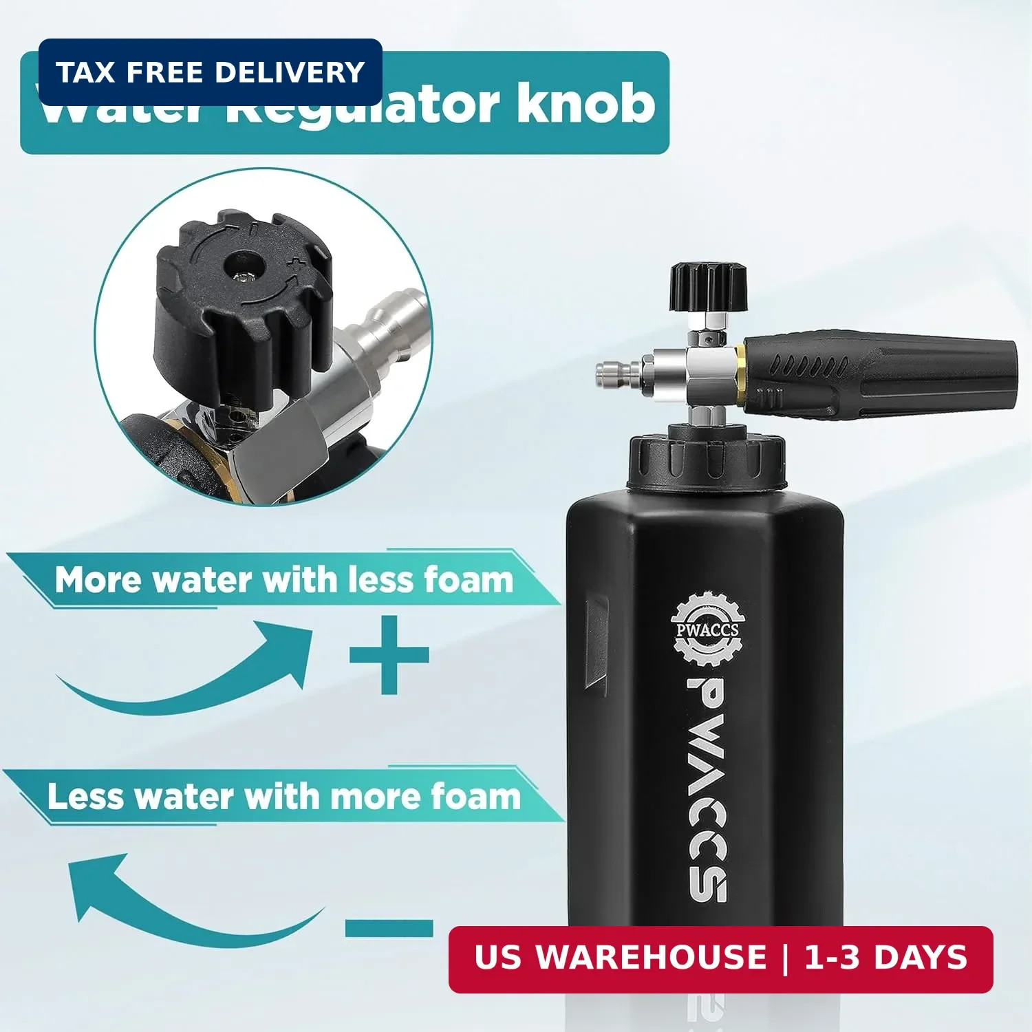 PWACCS Pressure Washer Foam Gun with Dual Connector Accessory, Short Power Washe