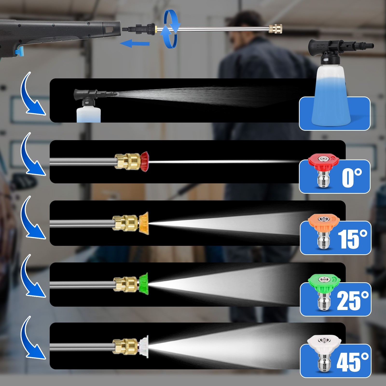 Pressure Washer 4200PSI 2.5GPM, Steel Lance, 500ML Foam Cannon, for Driveway