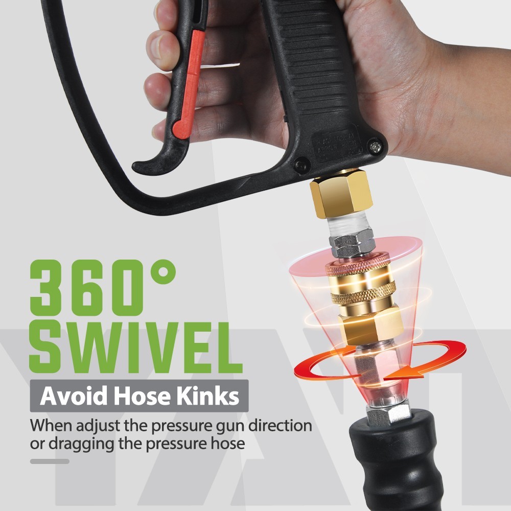 YAMATIC 4000PSI Flexible Pressure Washer Hose Kink Resistant 3/8″ Quick Connect