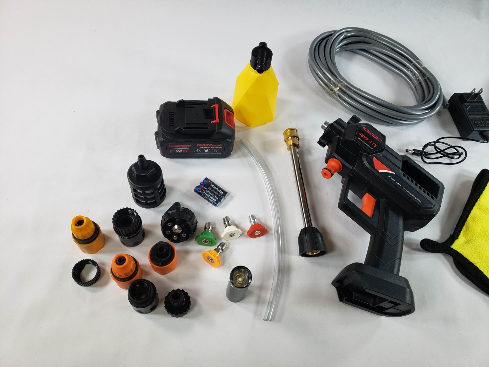 Cordless Portable Pressure Washer Max 870 PSI 6-in-1 Adjustable Nozzle 20ft Hose