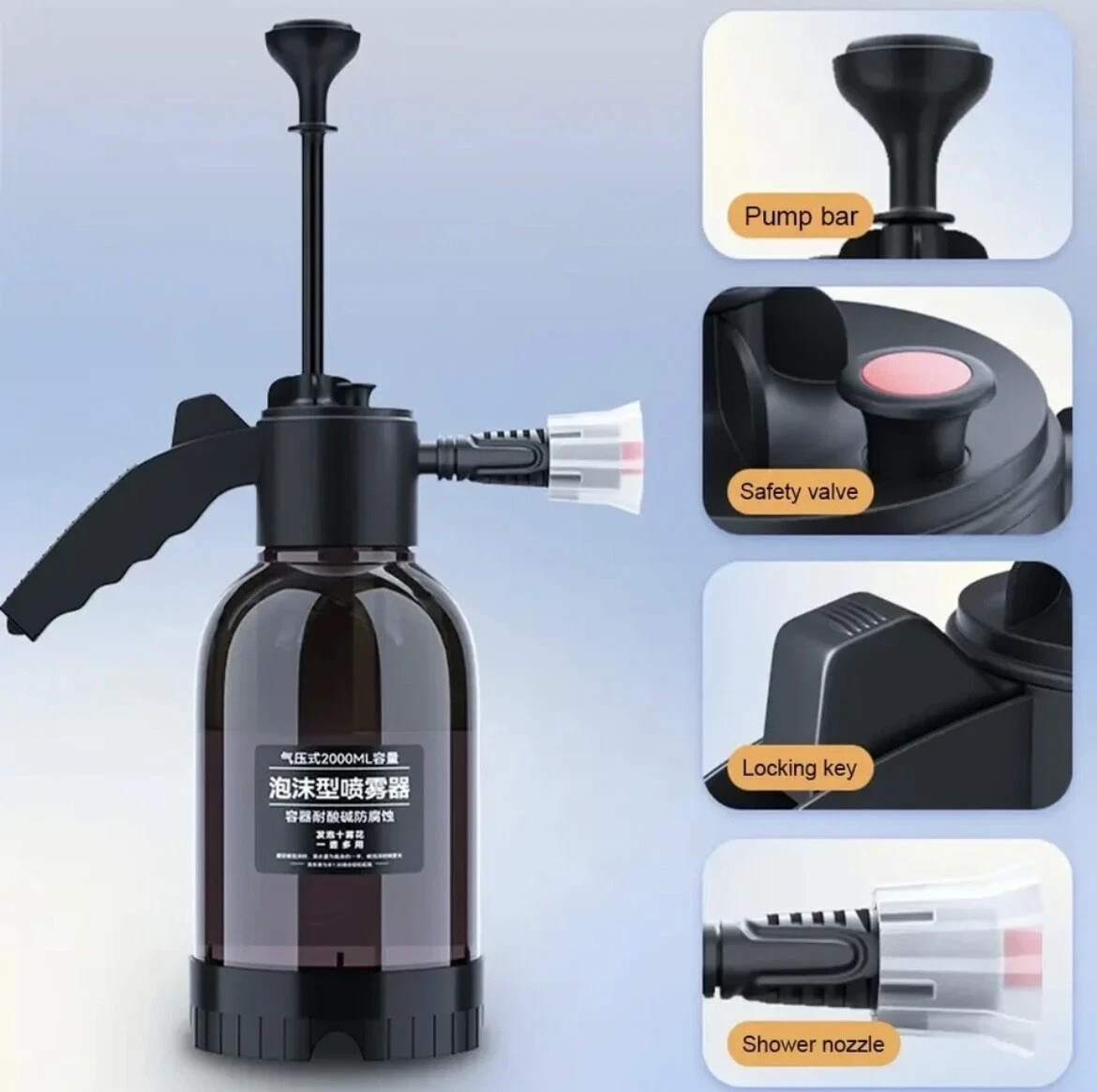 2L Car Cleaning Wash Foam Lance Cannon Hand Pump Foam Sprayer Gun Soap Bottle**