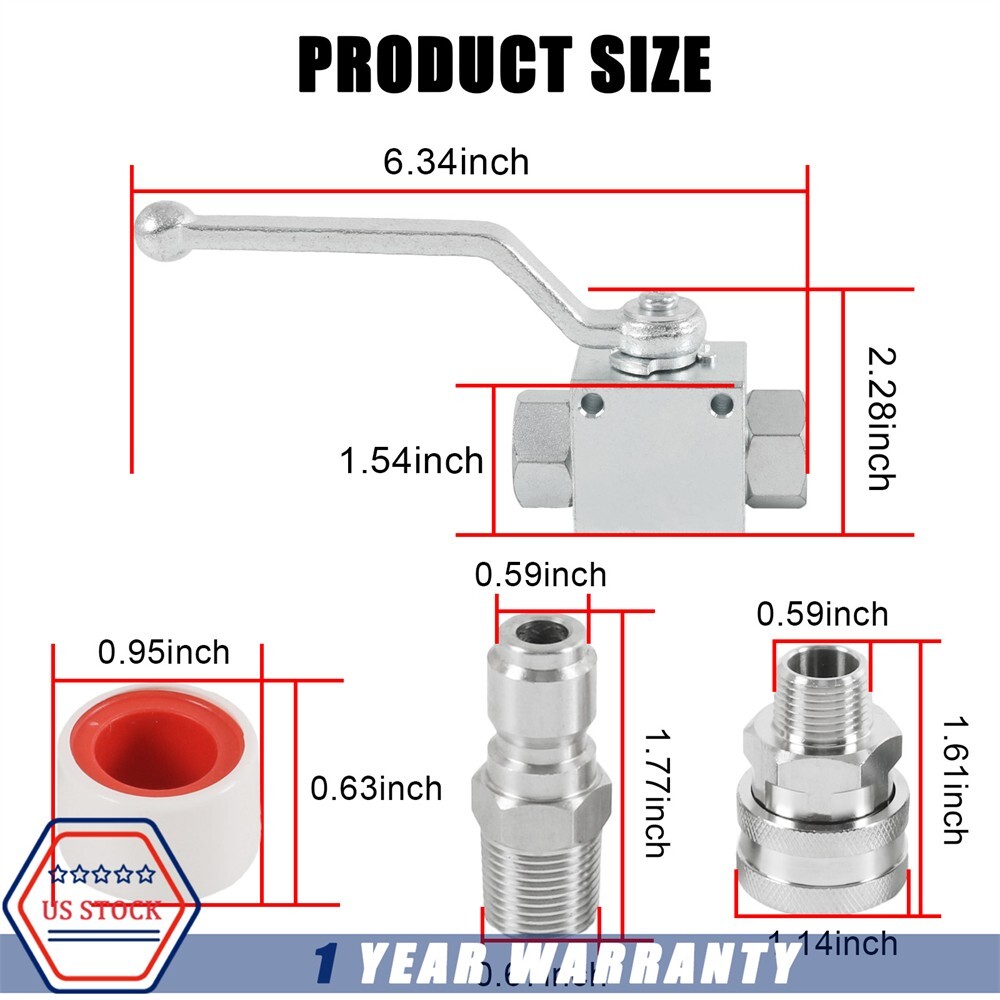 3/8″ Ball Valve 4500 PSI 3/8″ fitting Female Out NEW For Pressure Washers Max