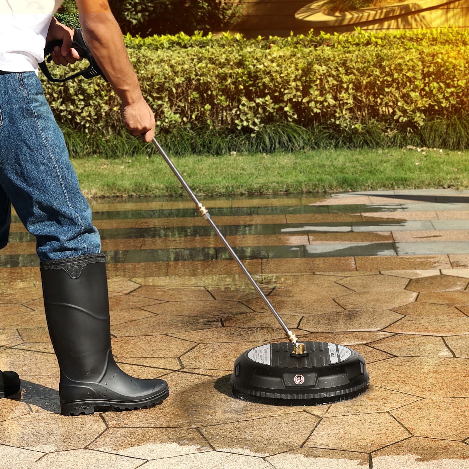 15″ Pressure Washer Surface Cleaner 4 Wheels 3000 Max PSI Plastic Black