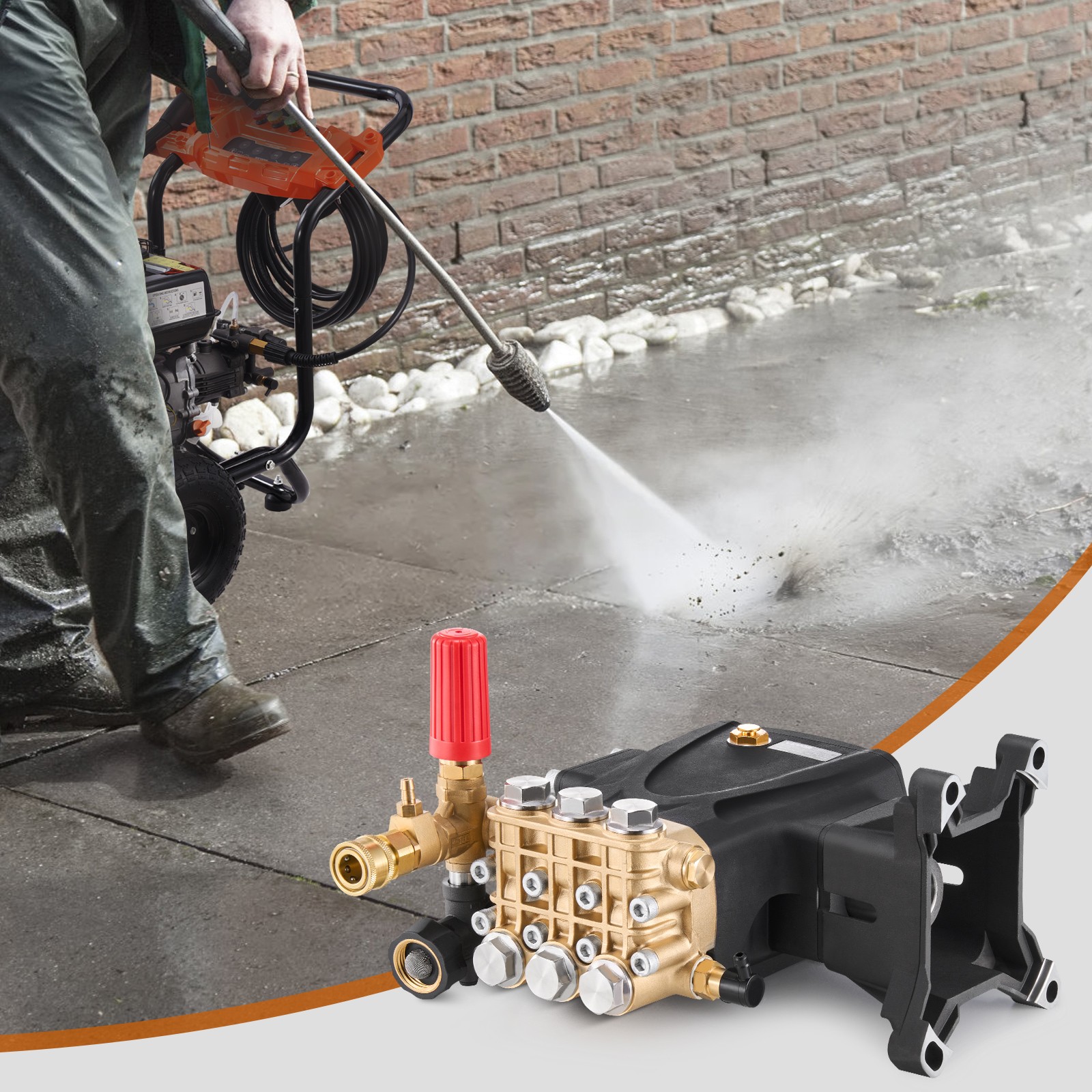 VEVOR Pressure Washer Pump 1″ Shaft Horizontal Triplex Plunger 4200 PSI 4.2GPM
