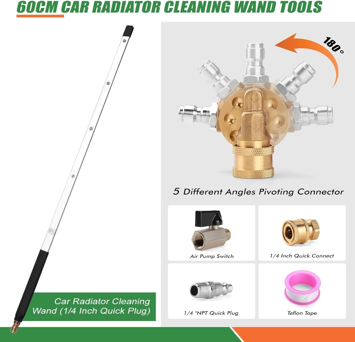 24 Inch Pressure Washer Wand for Car Radiator Cleaning Tools, Dual-Use Radiat…