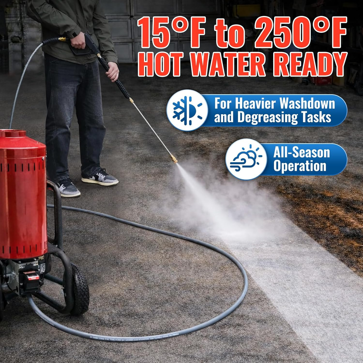 YAMATIC Pressure Washer Hose 100 FT, True 3/8″ID,4200 PSI, 250°F Hot Water, Stee