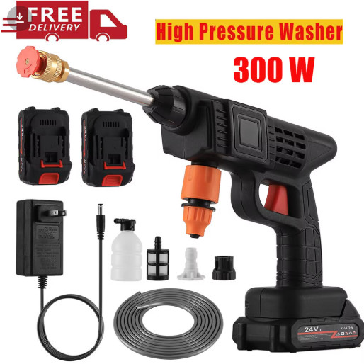 Cordless Pressure Washer 300W 30Bar 12000mAh Car Wash Gun Foam Cleaner Kit
