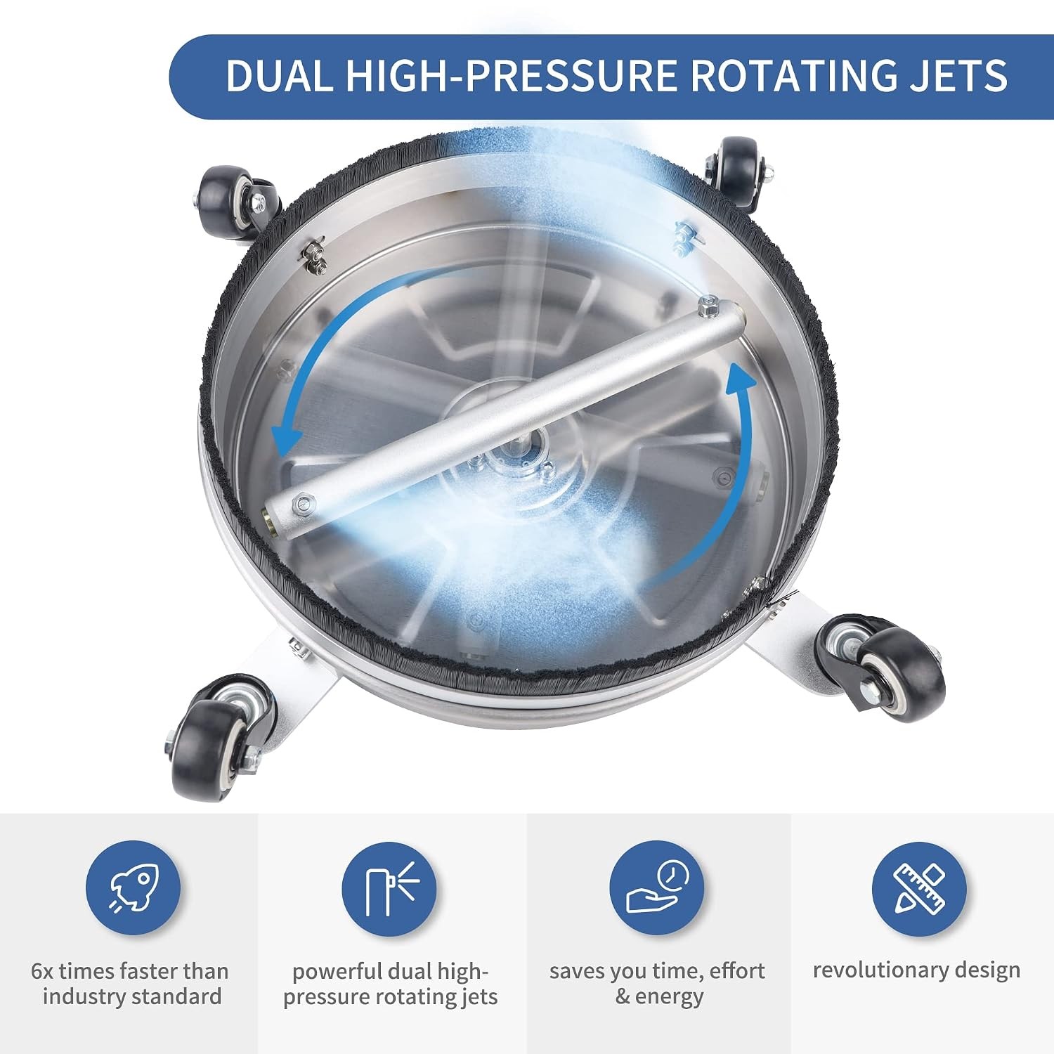 14″ Stainless Steel Power Washer Surface Cleaner with 4 Wheels for Pressure