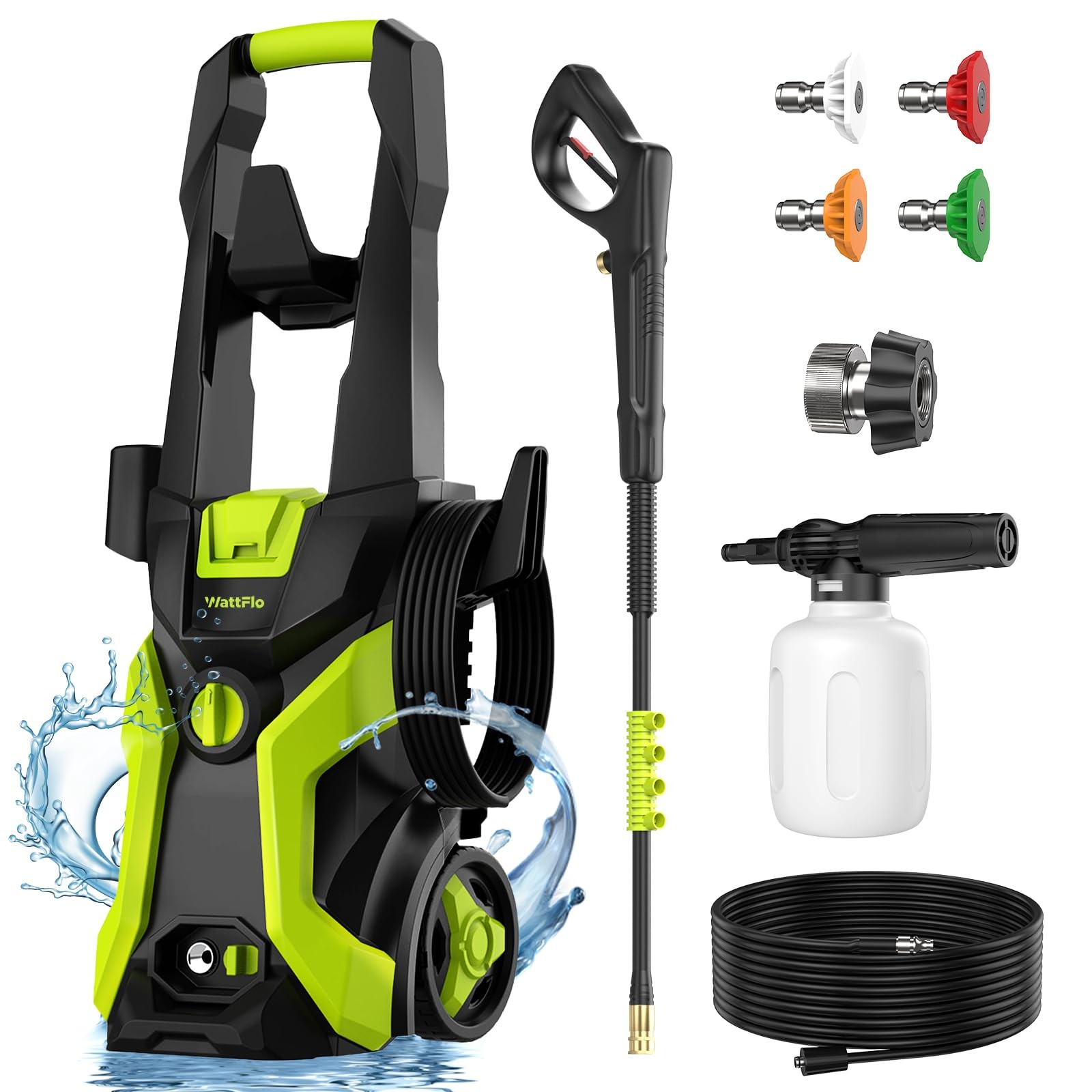 Portable High Pressure Washer 4 Nozzle Green Car Patio
