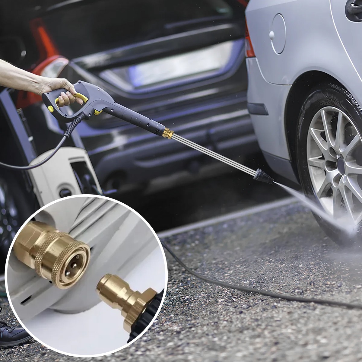 4PCS High Pressure Washer Adapter Kit Quick Connect M22-15mm to 3/8″ Swivel Set