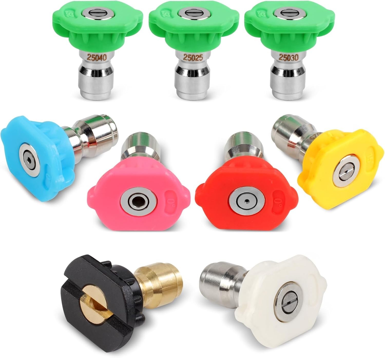 9-Pack Pressure Washer Tips, 4000-5000 PSI, Stainless Steel & Brass Nozzles