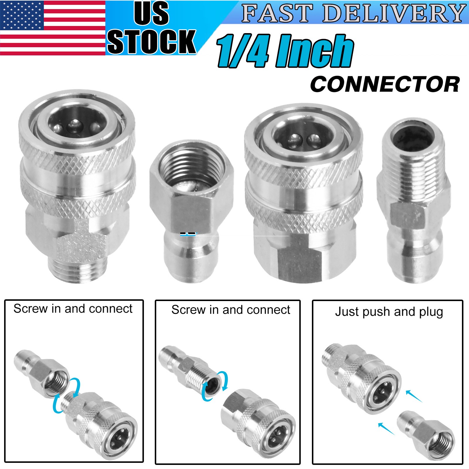 NPT 1/4 Inch Quick Connect Pressure Washer Fittings Pressure Washer Adapter Set