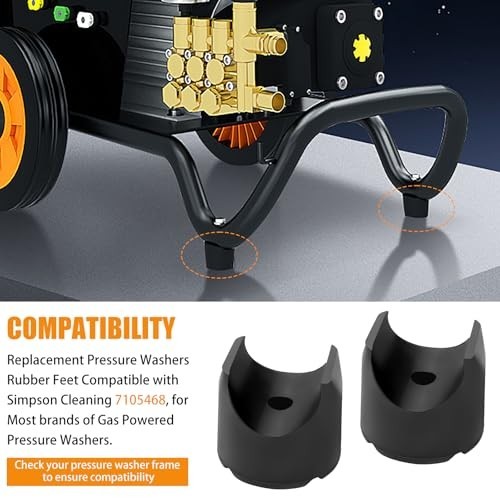 Rubber Feet for Gas Powered Pressure Washers – Compatible with Most Brands, 2 Pc
