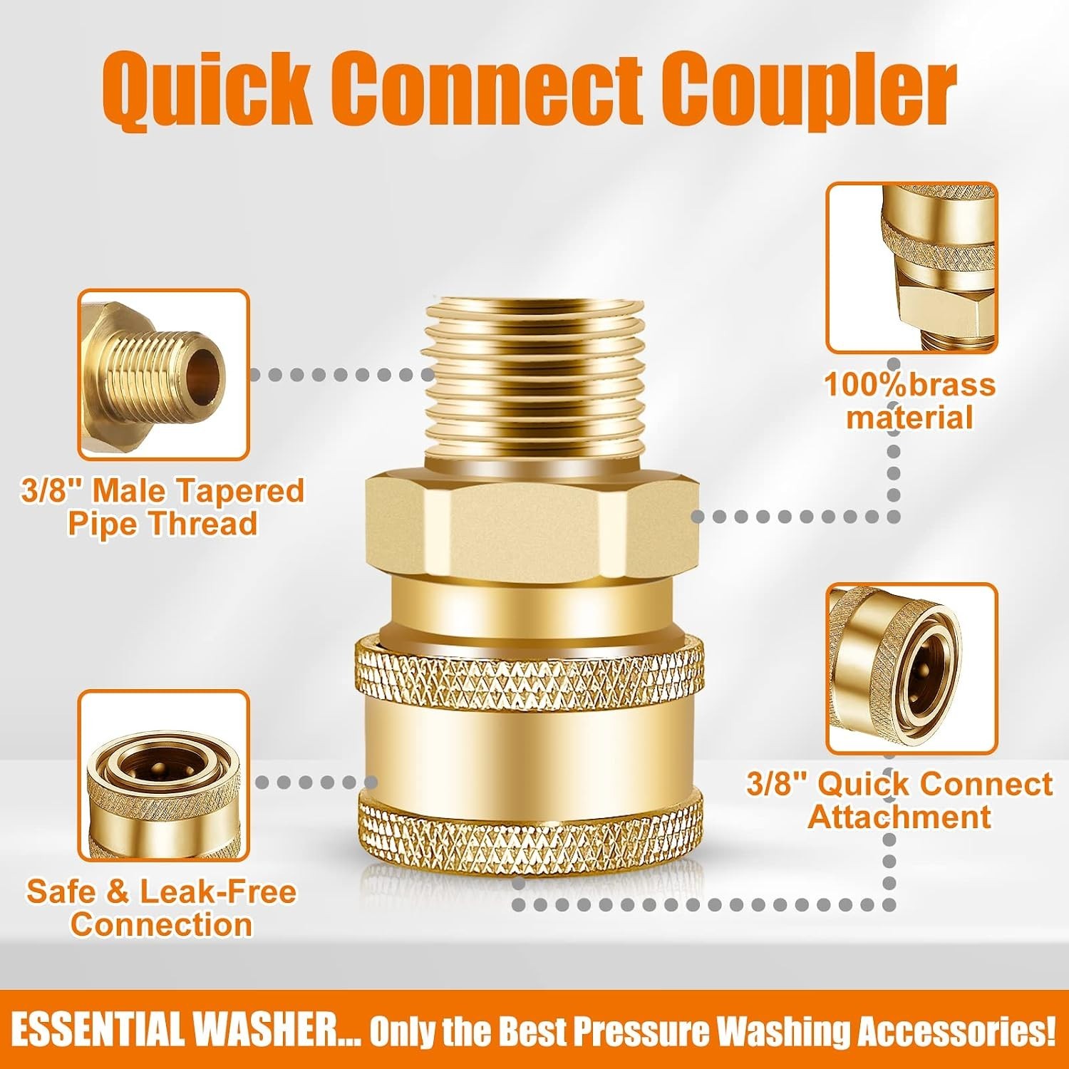 Easy-To-Use 2 PCS 3/8 NPT Quick Connect Fittings – Brass, Corrosion Resistant