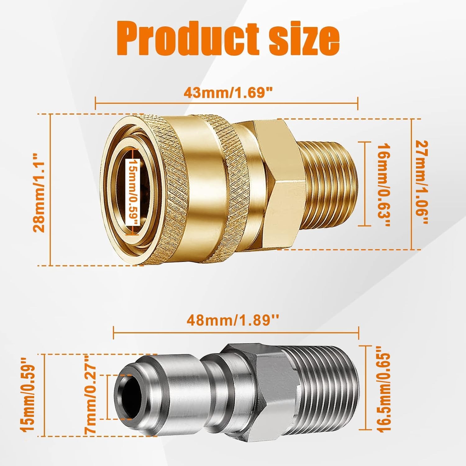 4 Pairs NPT 3/8 Inch Male Female Quick Connector Pressure Washer Adapters