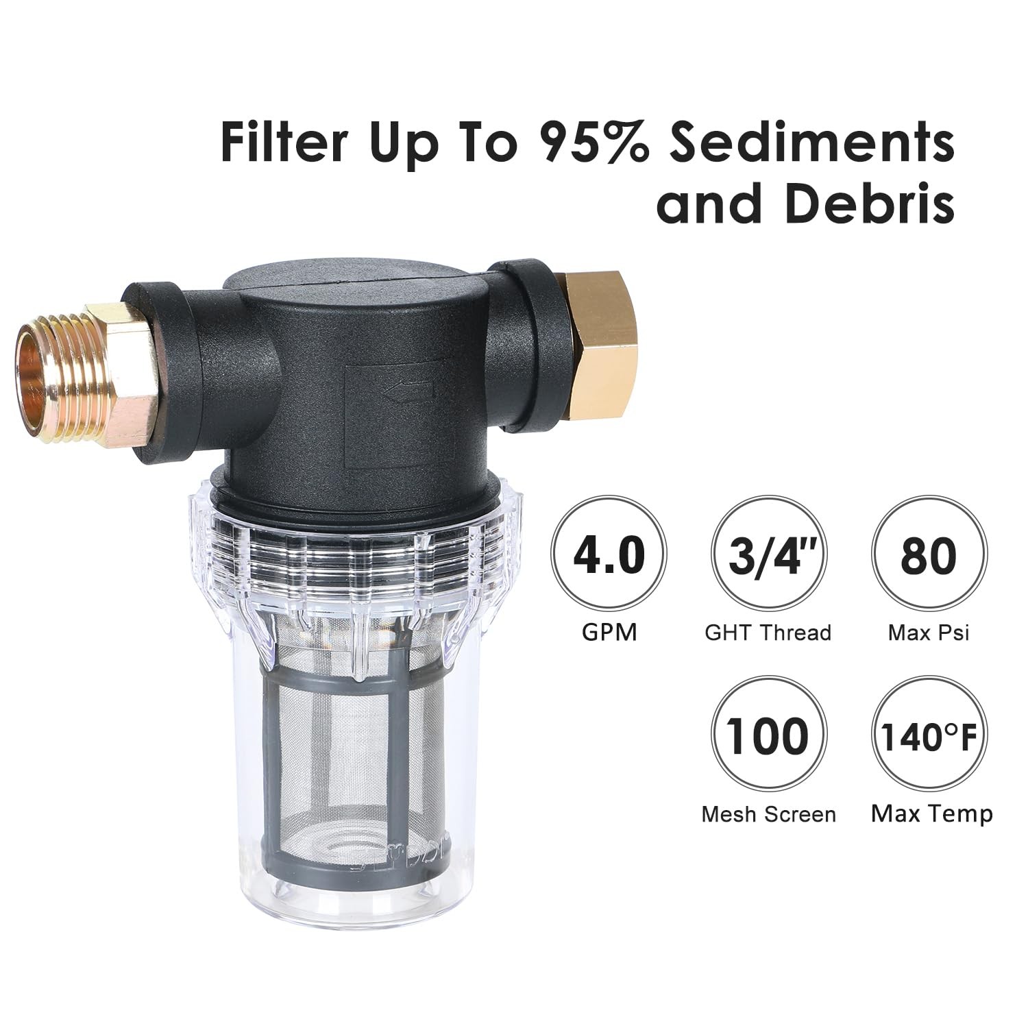 in-line Garden Hose Water Filter for Well Water, Line Hose Water Sediment Fil…