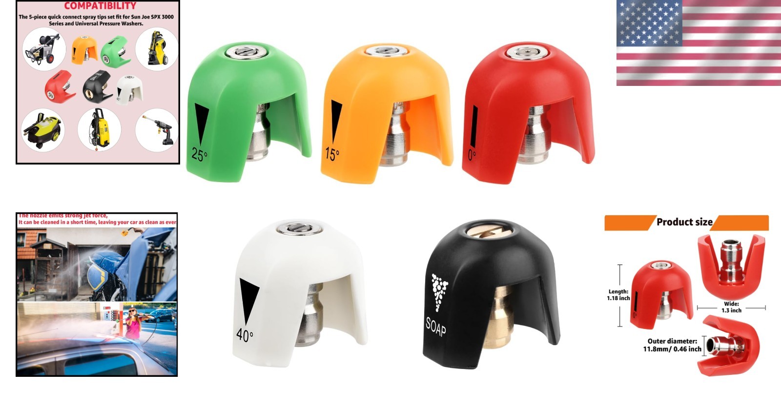 Versatile 5-Piece Quick Connect Nozzles for Sun Joe – Easy Installation and Use