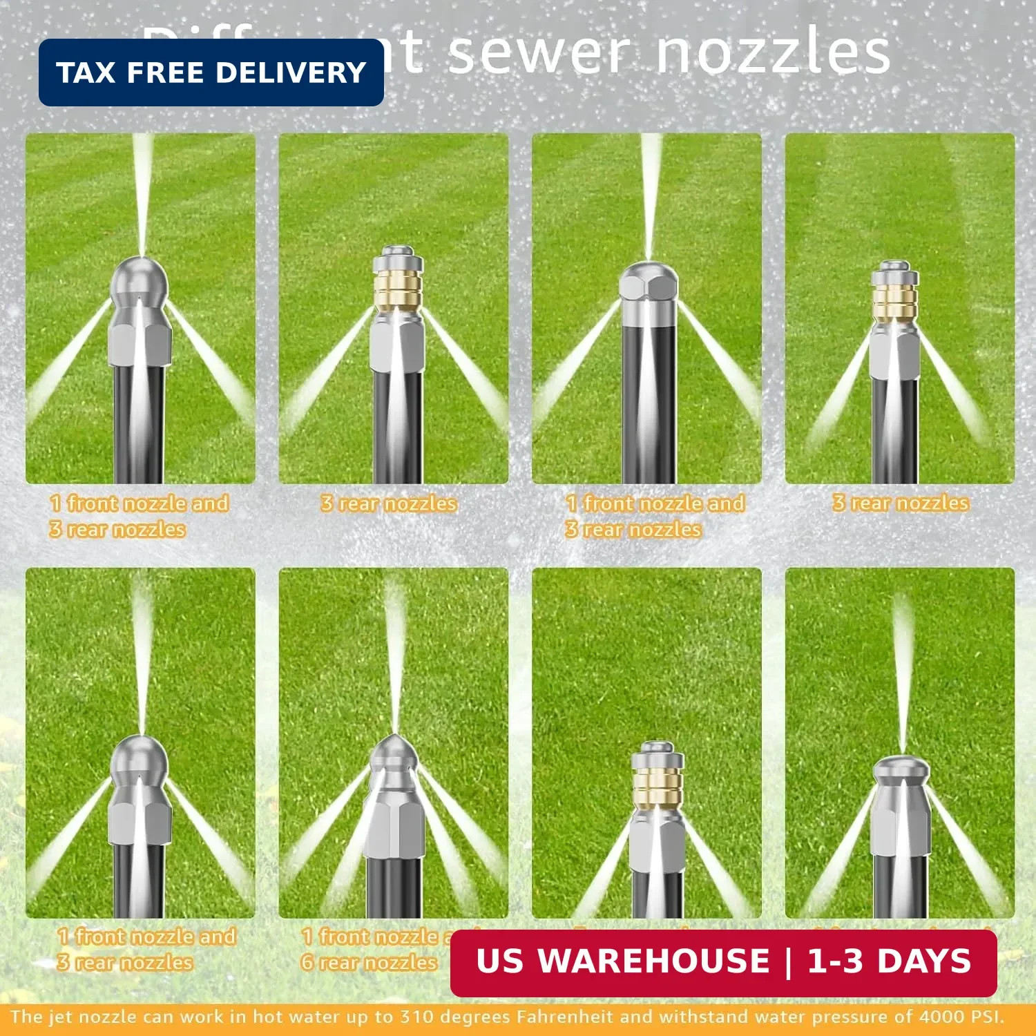 Jetter Heads Kit (Pack of 10) Jetter Nozzle Kit Rotating Button Drain Cleaning N