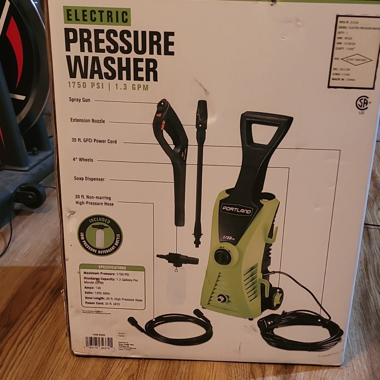 Portland 63254 Electric Pressure Washer 1750 PSI 1.3 GPM w/ Hose & Gun