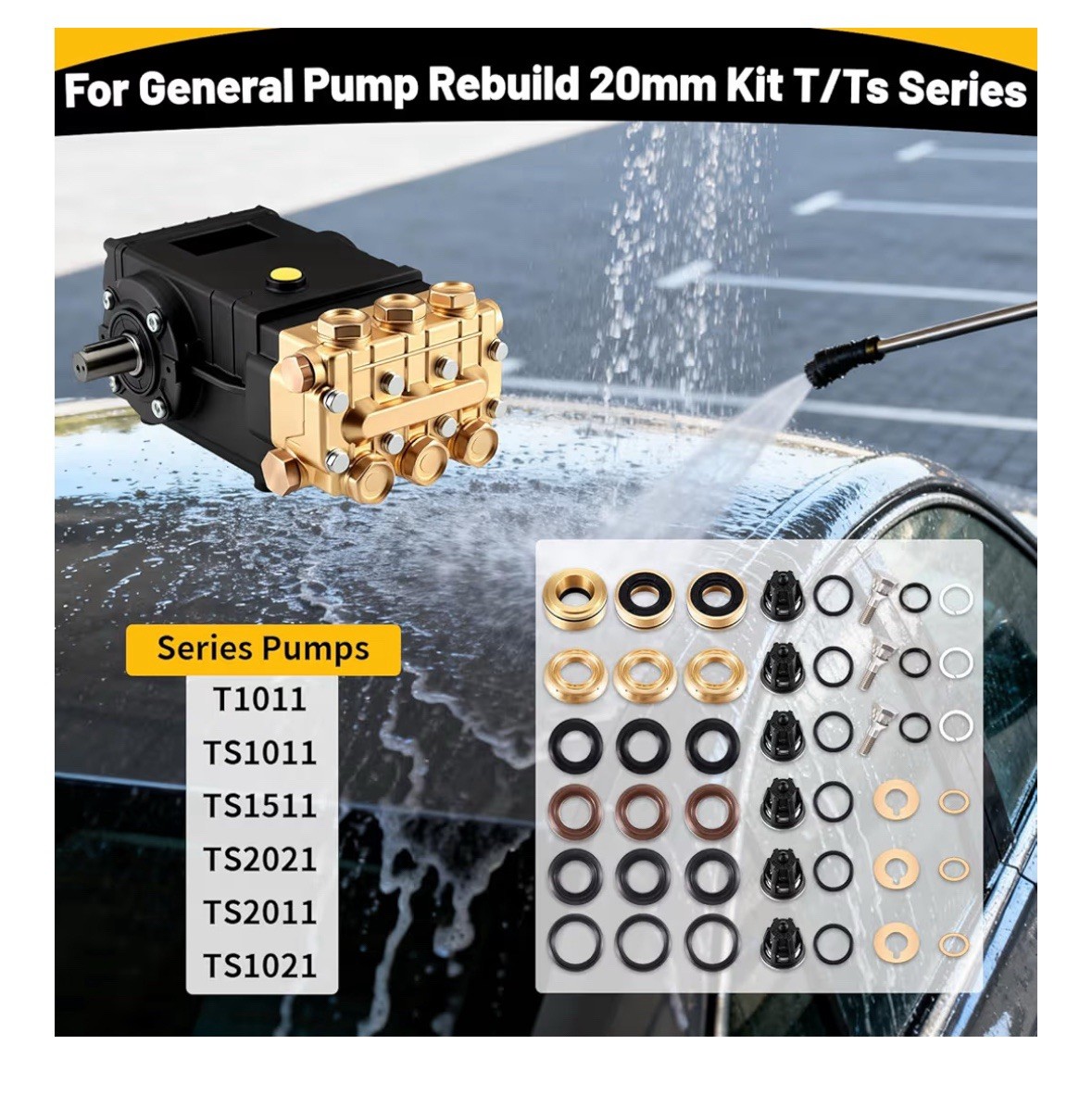 Rebuild 20mm Kit Pressure Washer Pump Rebuild Kit Compatible with General Pump