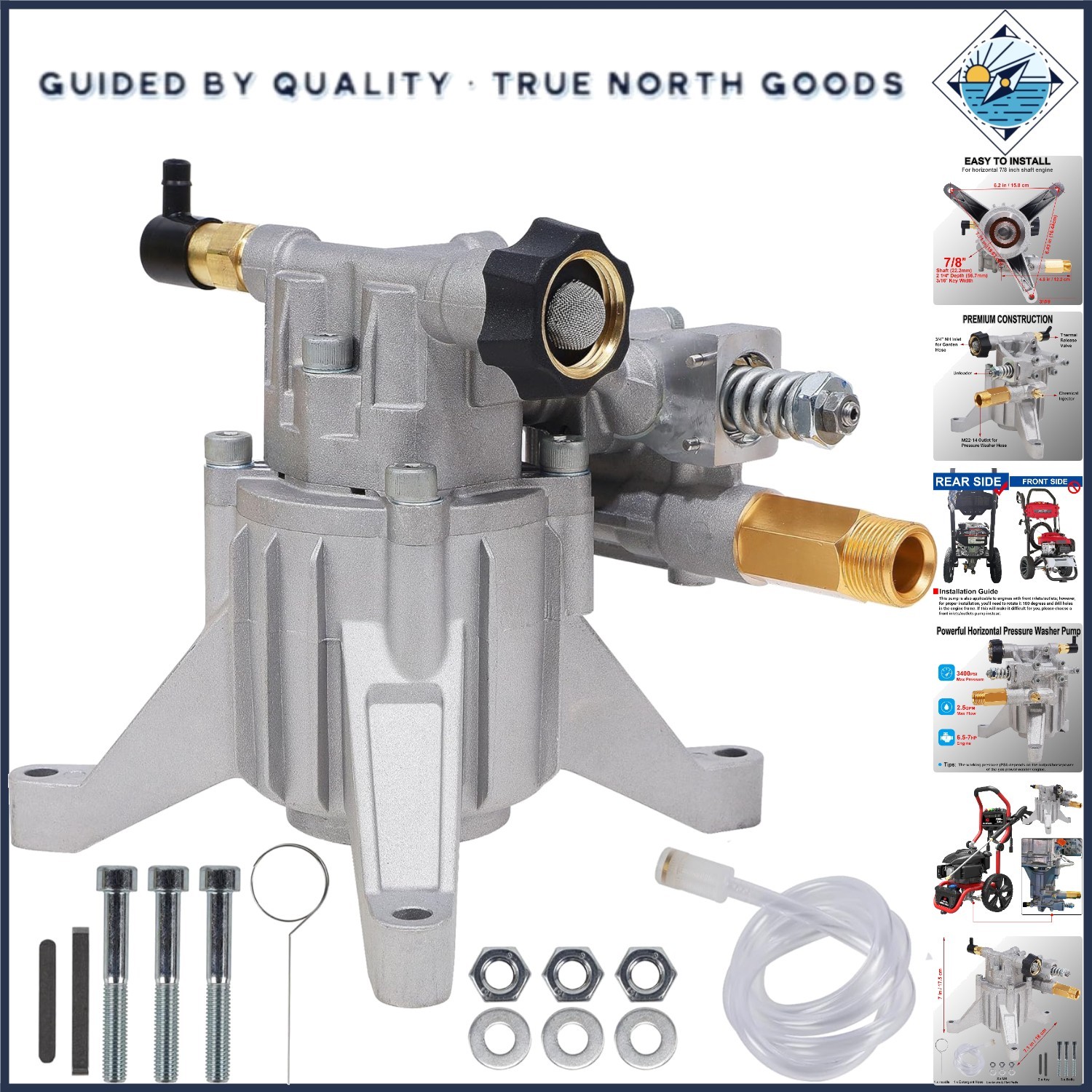 Efficient 3400 PSI Pressure Washer Replacement Pump with Thermal Relief Valve