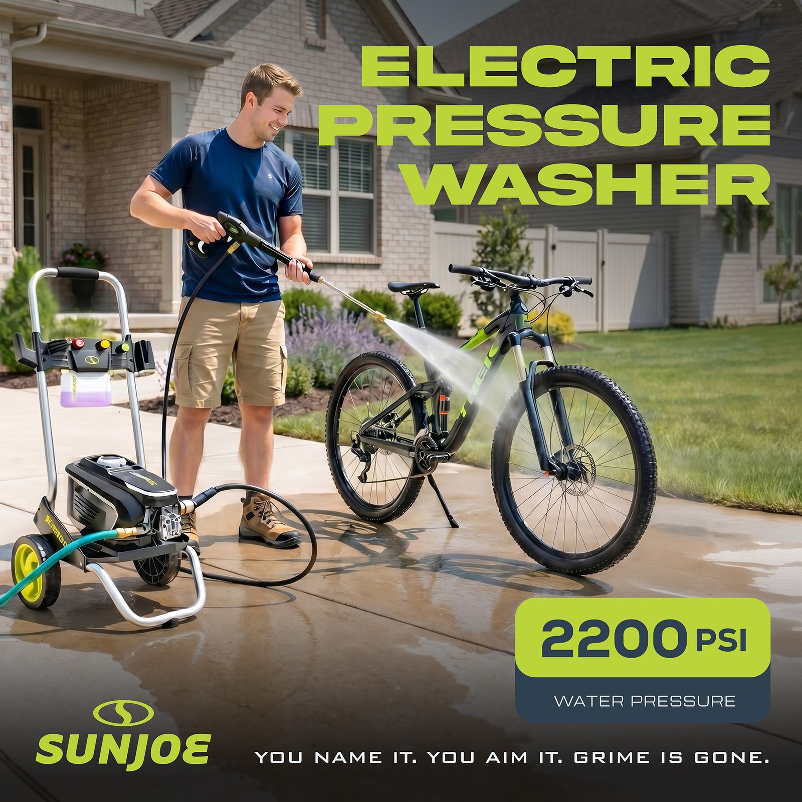 Sun Joe 2200 PSI Electric Pressure Washer w/ Foam Cannon & Nozzles, SPX7000-MAX