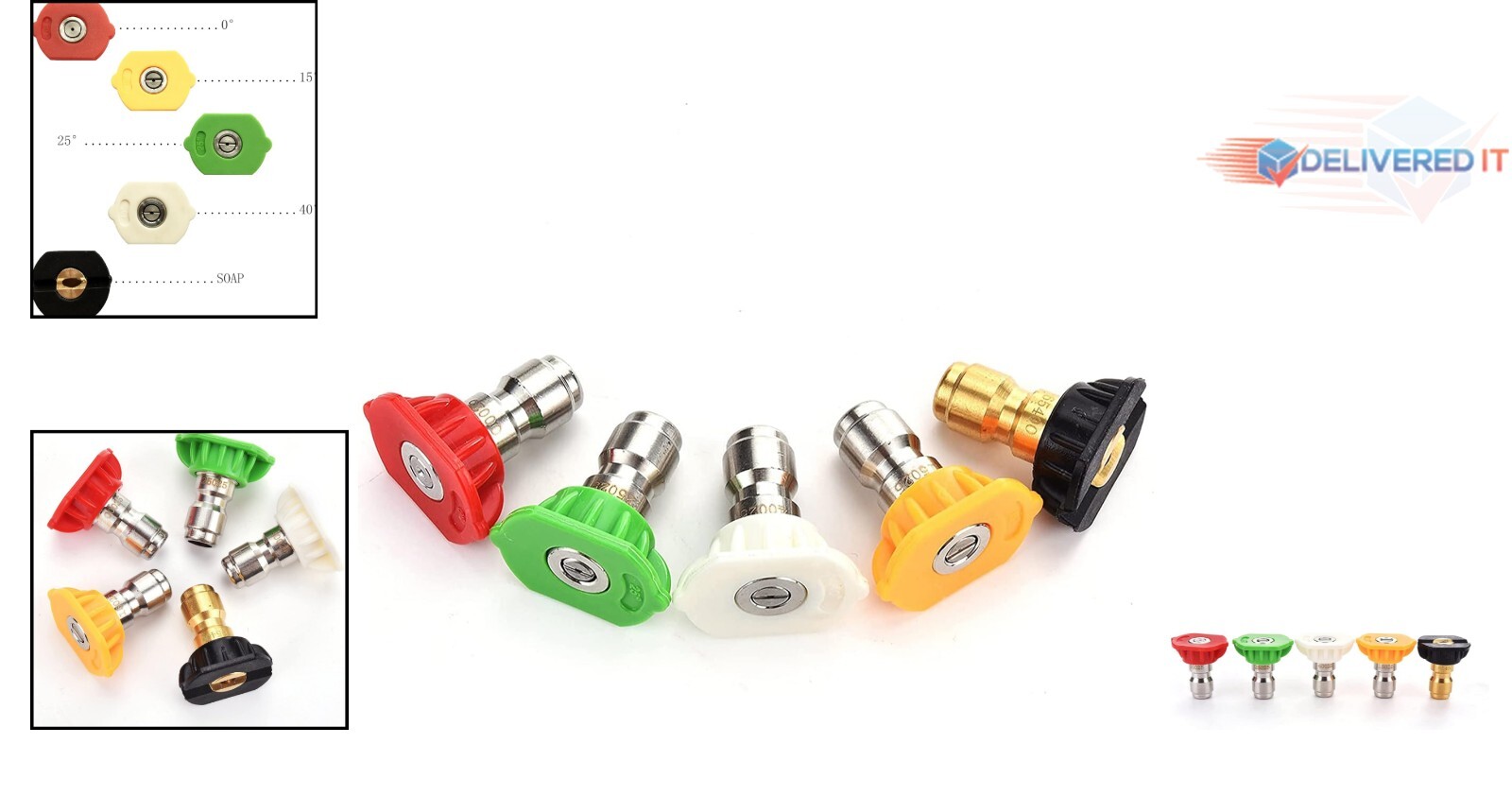 High-Pressure 5 Nozzle Tips Set – Multi-Degree Options, Compatible with 4000 PSI