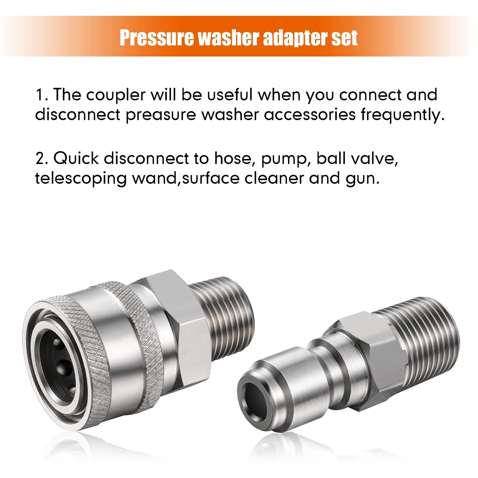 Shimeyao 4 Sets NPT 1/4 Inch Pressure Washer Coupler Quick Connect Plug Male …