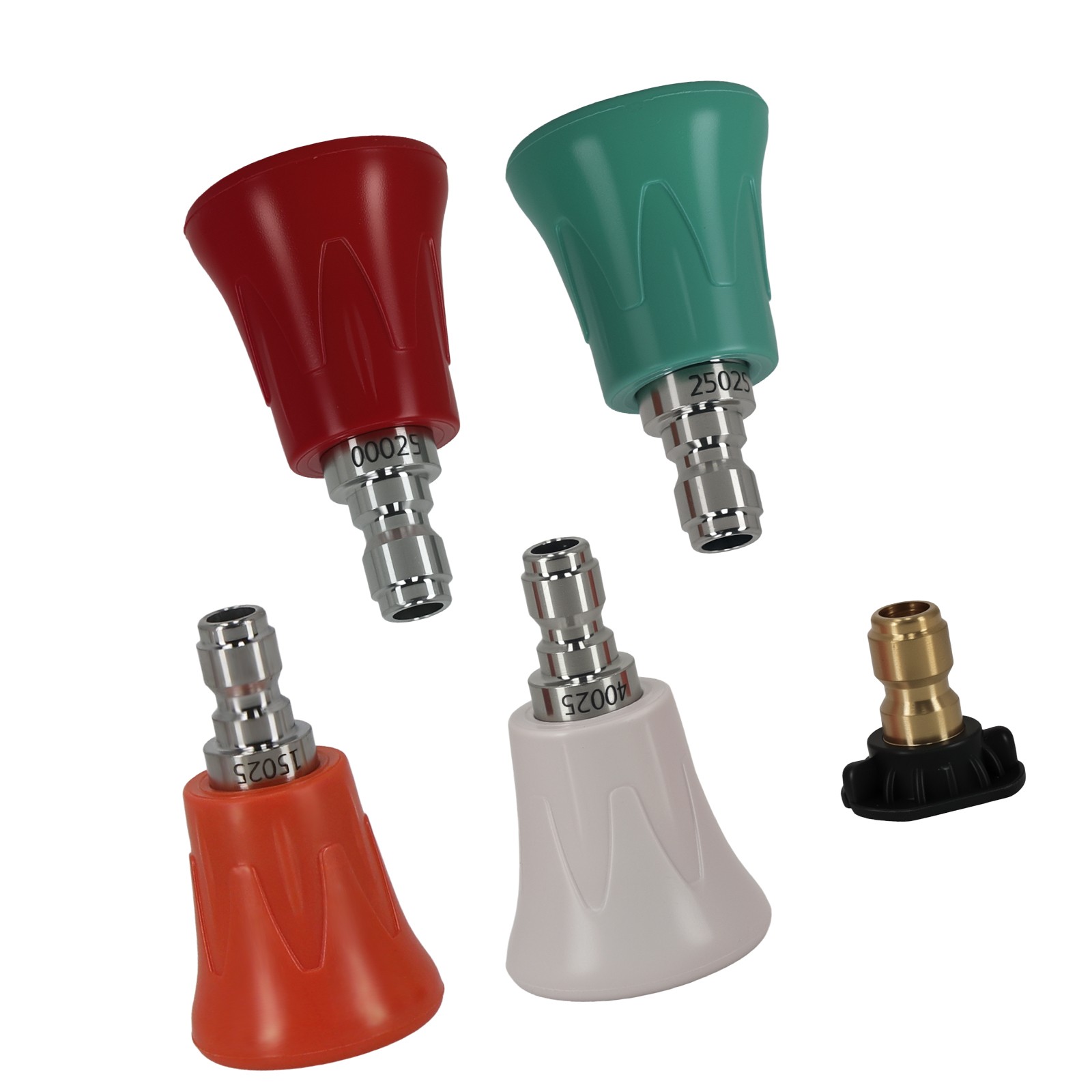 5PC High Pressure Washer Nozzle Set 0-40° Soap Tips 1/4″ QC w/ Guard