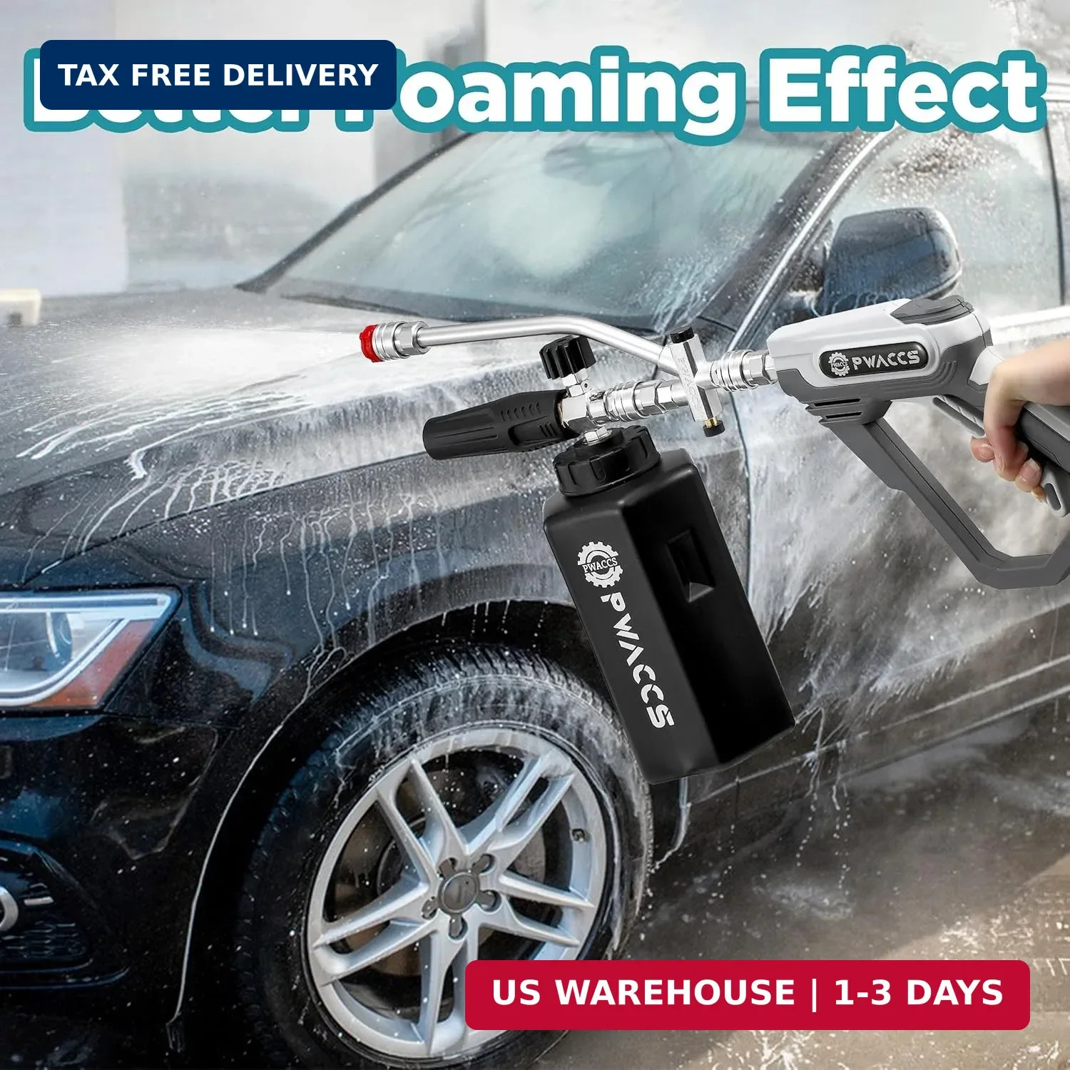 PWACCS Pressure Washer Foam Gun with Dual Connector Accessory, Short Power Washe
