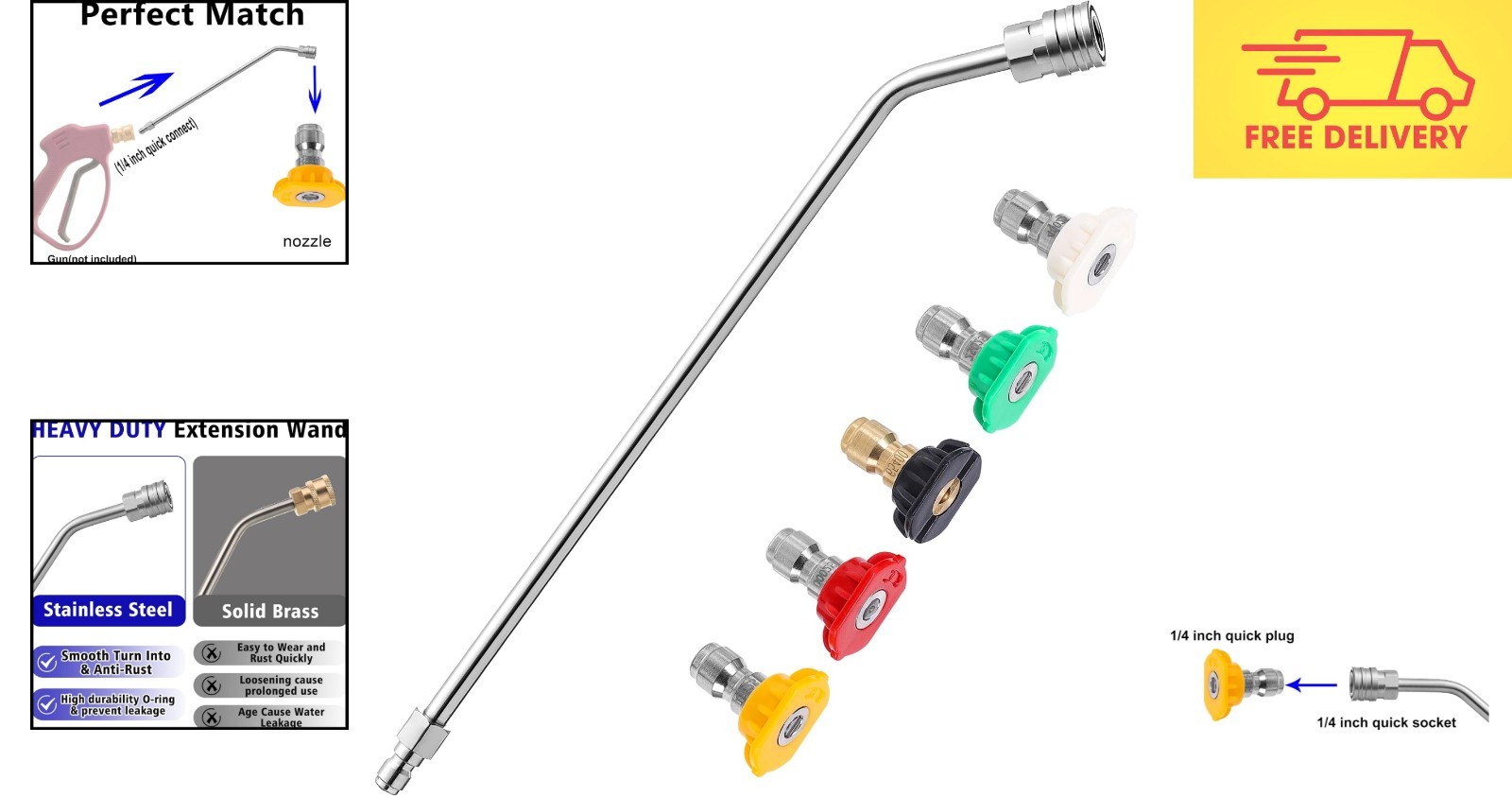 Multi-Functional 45° Curved High Pressure Wand for Ultimate Cleaning Efficiency