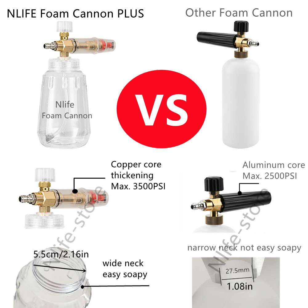 Plus 1/4″ Snow Foam Cannon+High Pressure Washer Gun Soap Lance Spray Quick Tips