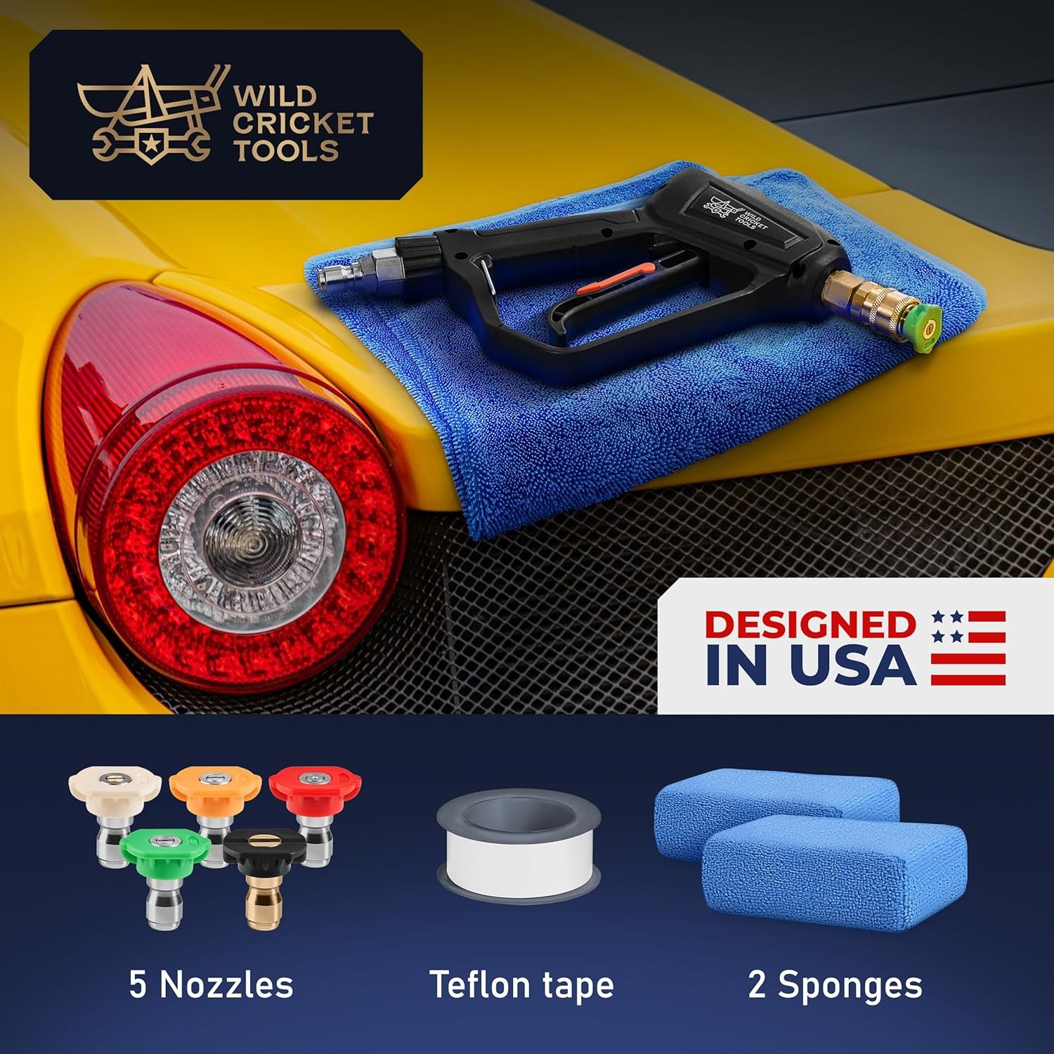 Water Pressure Gun | High-Performance, Up to 5,000 PSI Car Wash Gun w/ 5 Nozzles