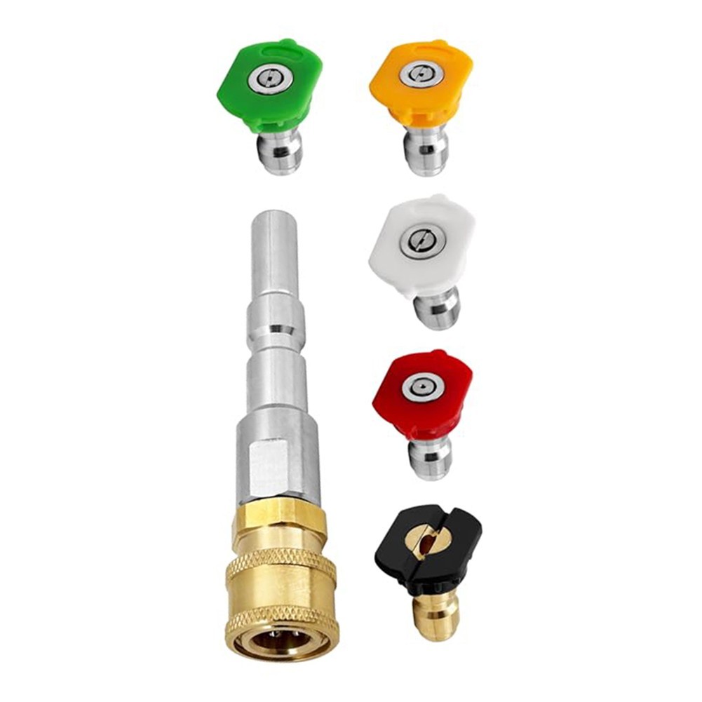 Pressure Washer Nozzle Set 0 15 25 40 60 Degree Tips For Clearing Pipe Blockages