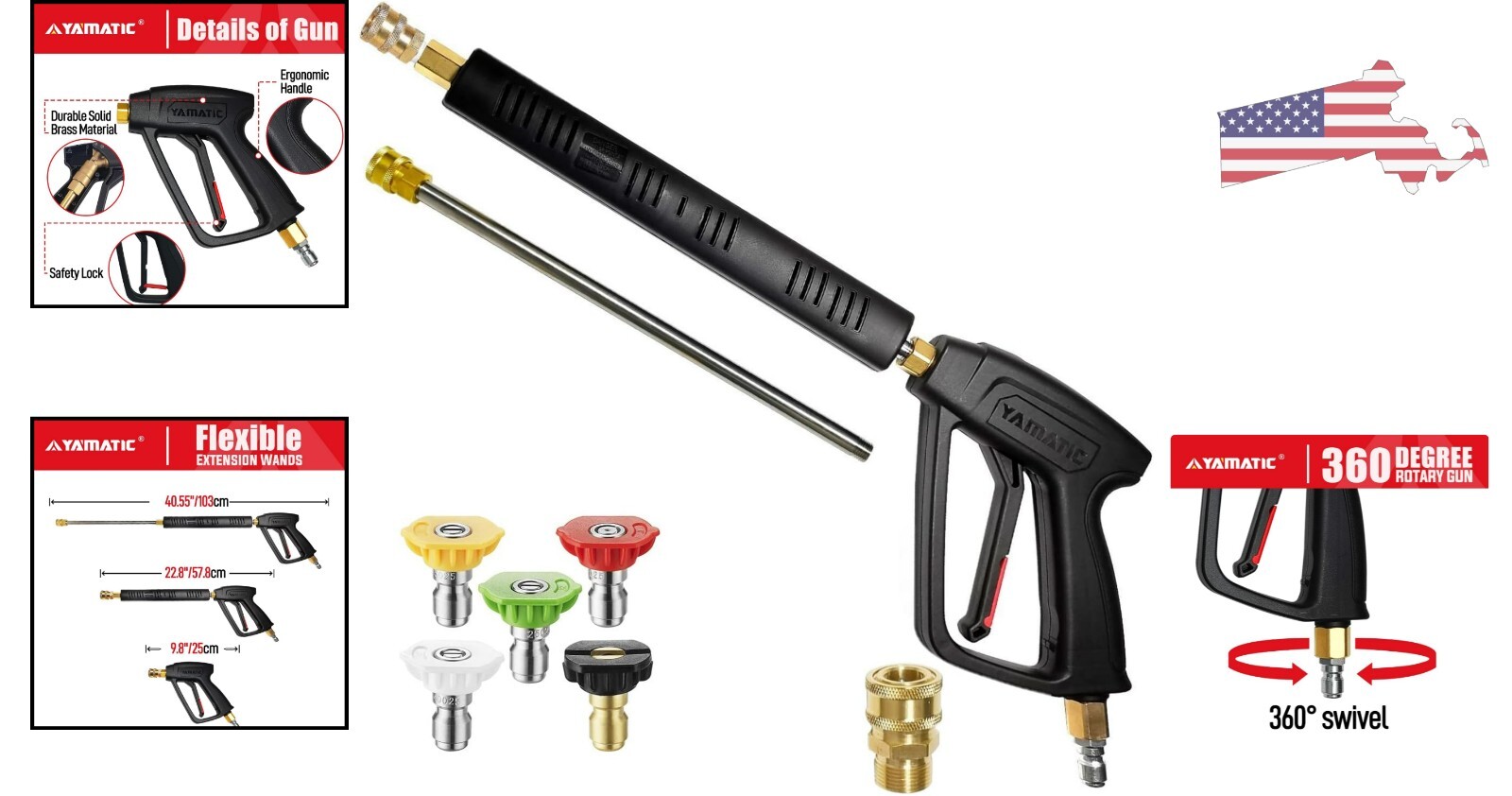 Heavy-Duty Ergonomic Pressure Washer Gun with Extension – MAX 4500 PSI