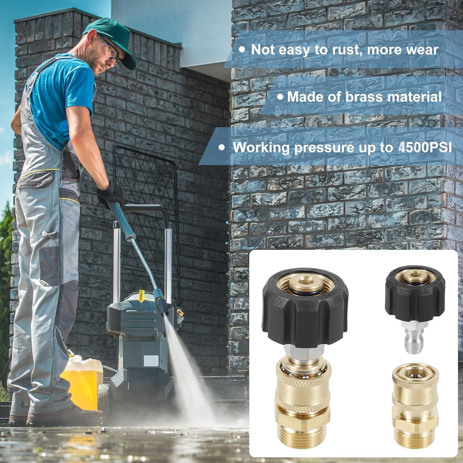 8 PCS 1/4 Inch Pressure Washer Quick Connect Kit Stainless M2214mm 4500 PSI