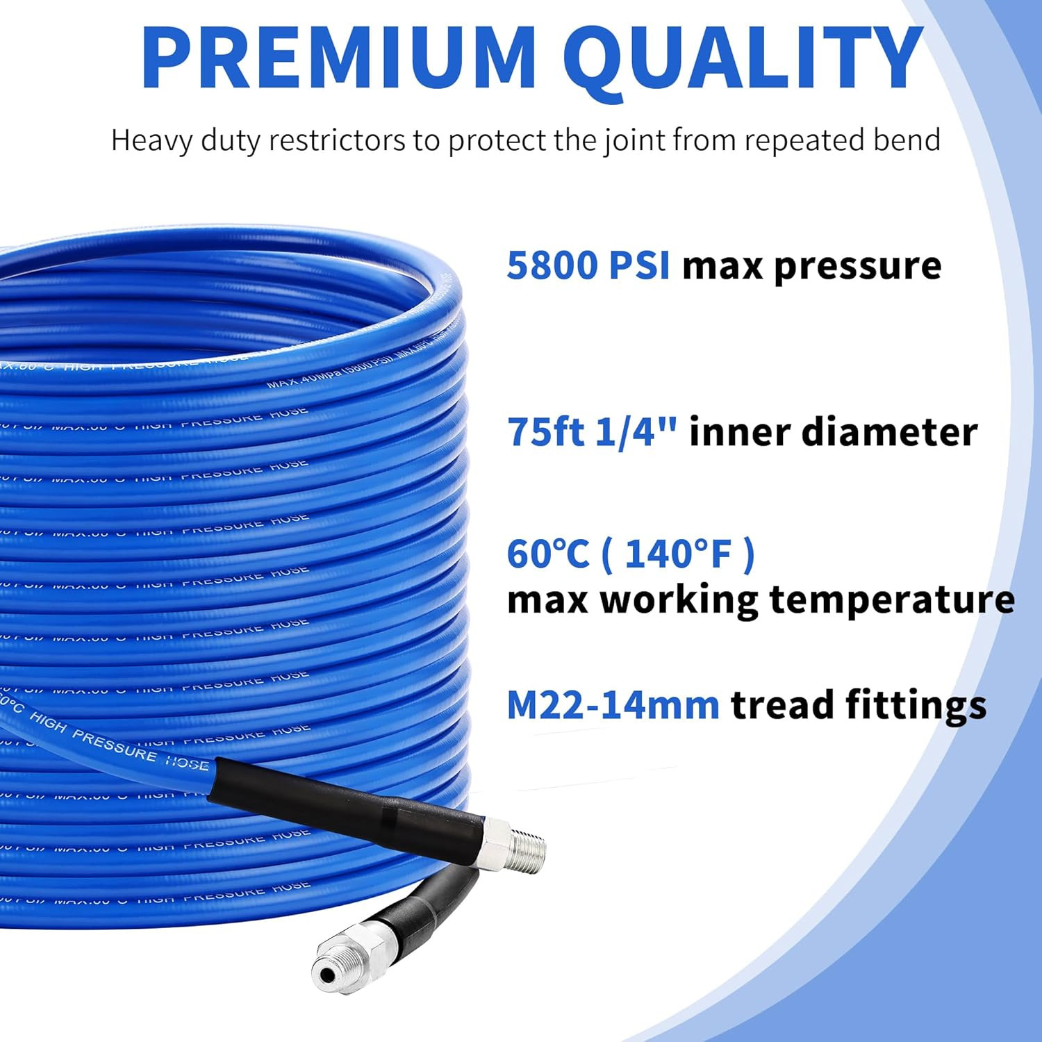 Pressure Washer Sewer Jetter Kit – 100Ft X1/4″ Hydro Drain Jetter Cleaner Hose,