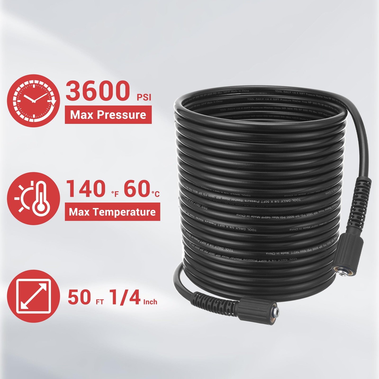 Pressure Washer Gun Hose Kit 50FT Wand Extension 5 Nozzle M22 3600 PSI