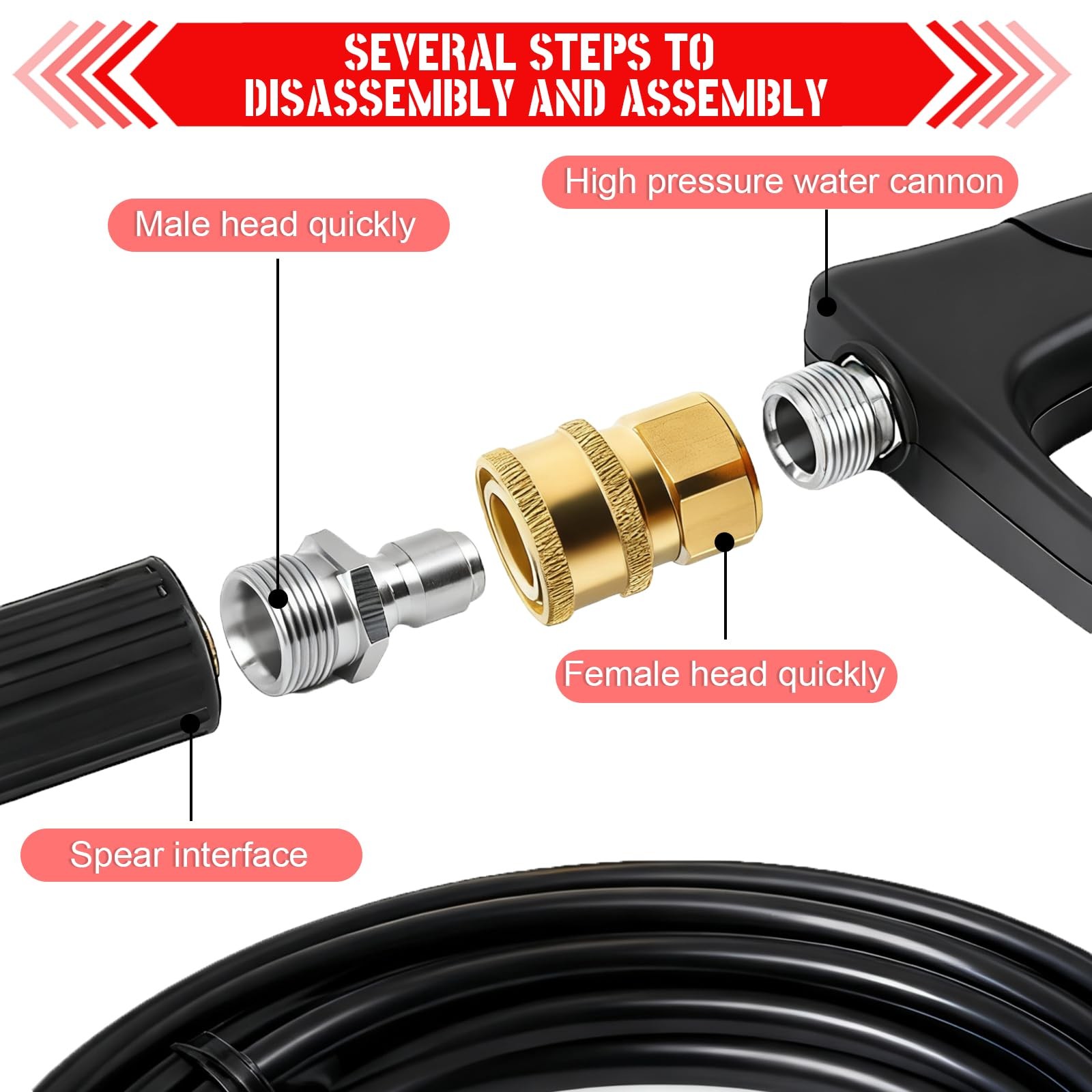 Pressure Washer Couplers Brass Fittings 2 Pack 3/8 Inch Quick Connect To Female