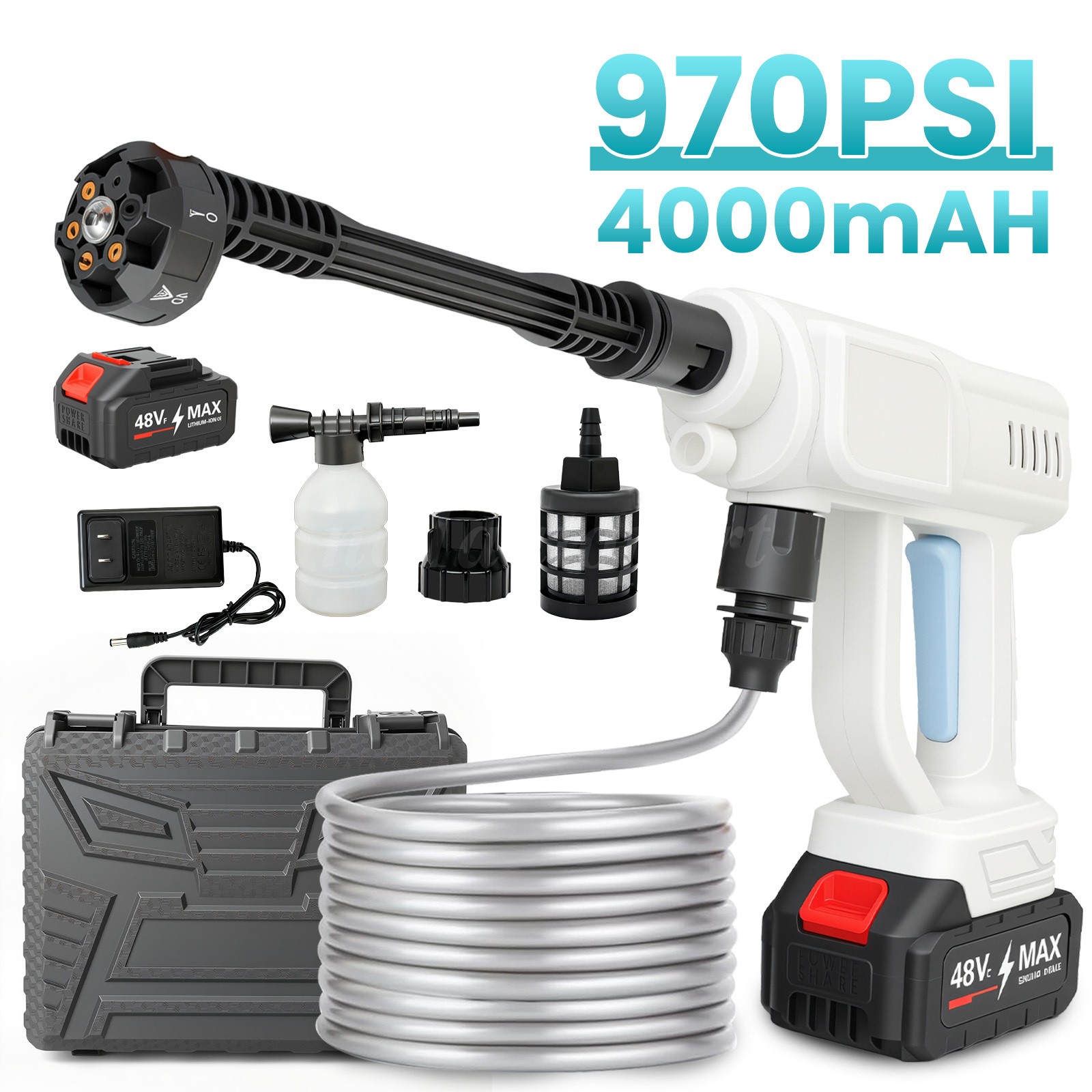 Brushless Cordless Pressure Washer 870PSI Power Portable 6in1 Pressure Washer
