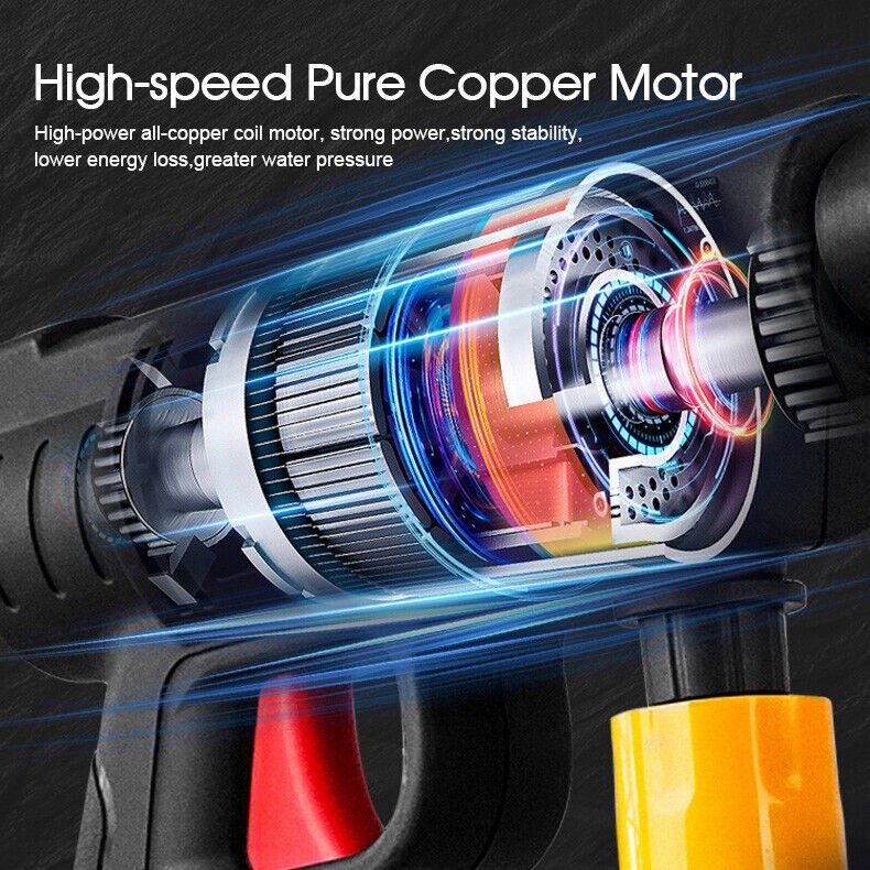 Cordless Car High Pressure Washer Gun Jet Water Cleaner 21-volt Rechargeable