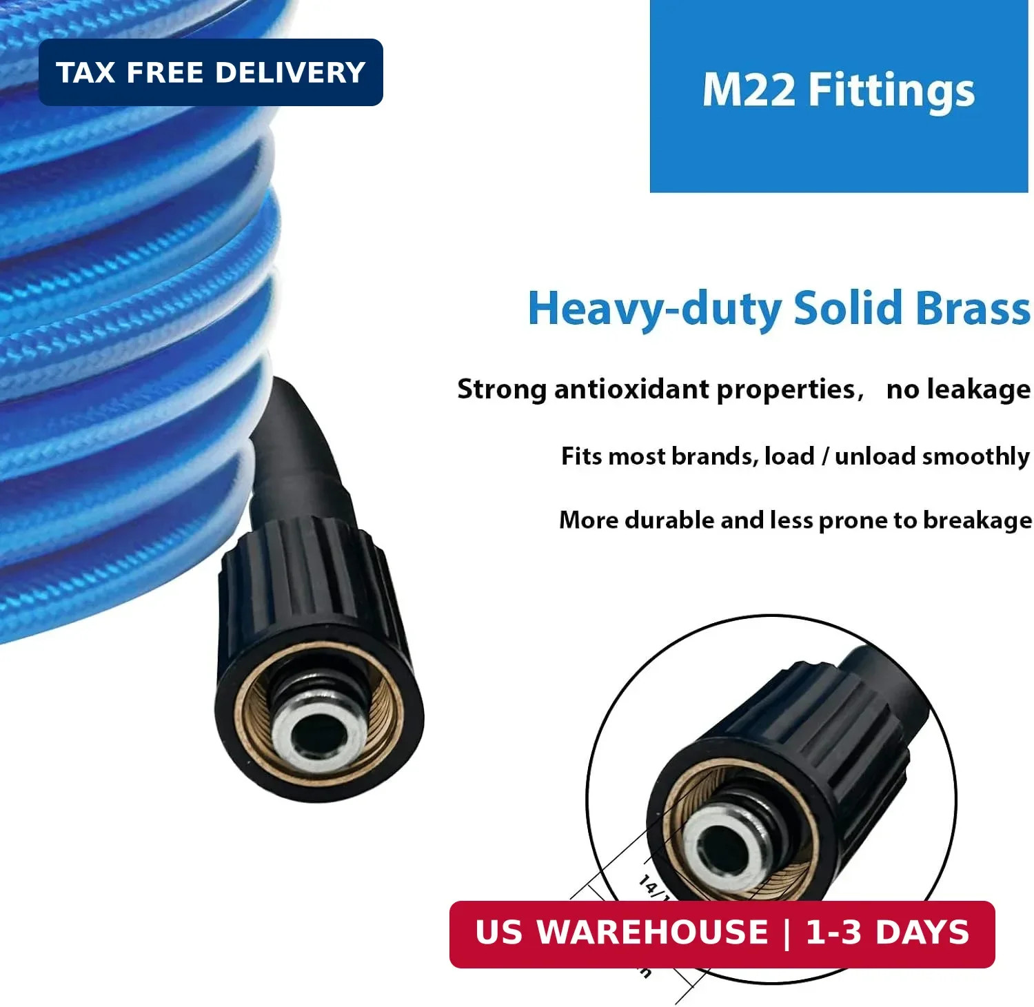 Pressure Washer Hose 25 FT 1/4 Inch, Kink Resistant Power Washing Extension Hose