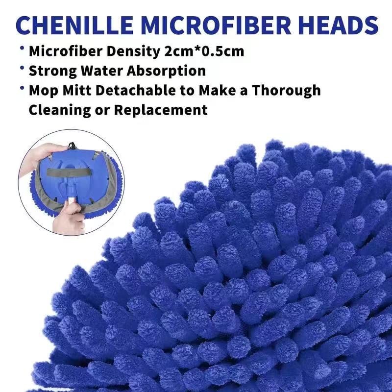 Wontolf 62” Car Wash Brush With Long Handle – Chenille 62 inches, Blue