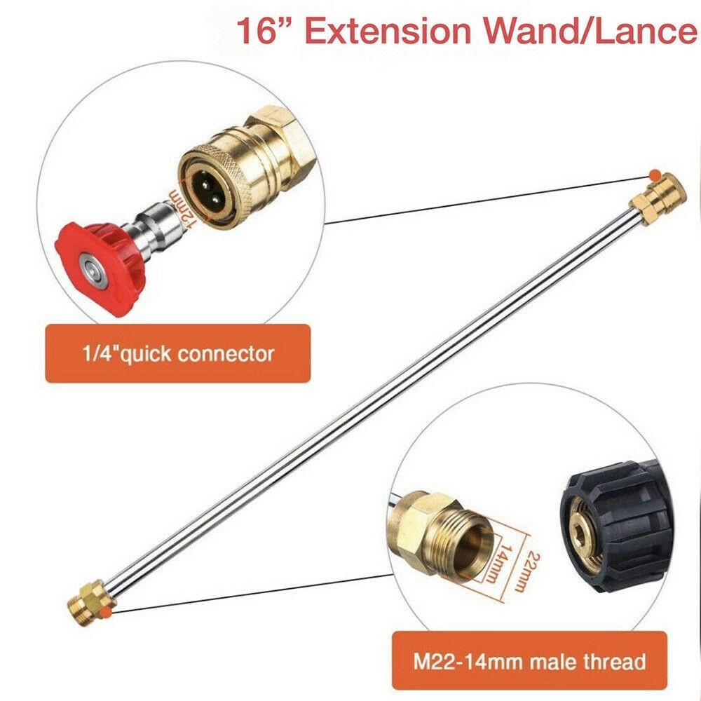 High Pressure Power Washer Spray Gun Wand Lance Nozzle Tips 50FT Hose Kit M22